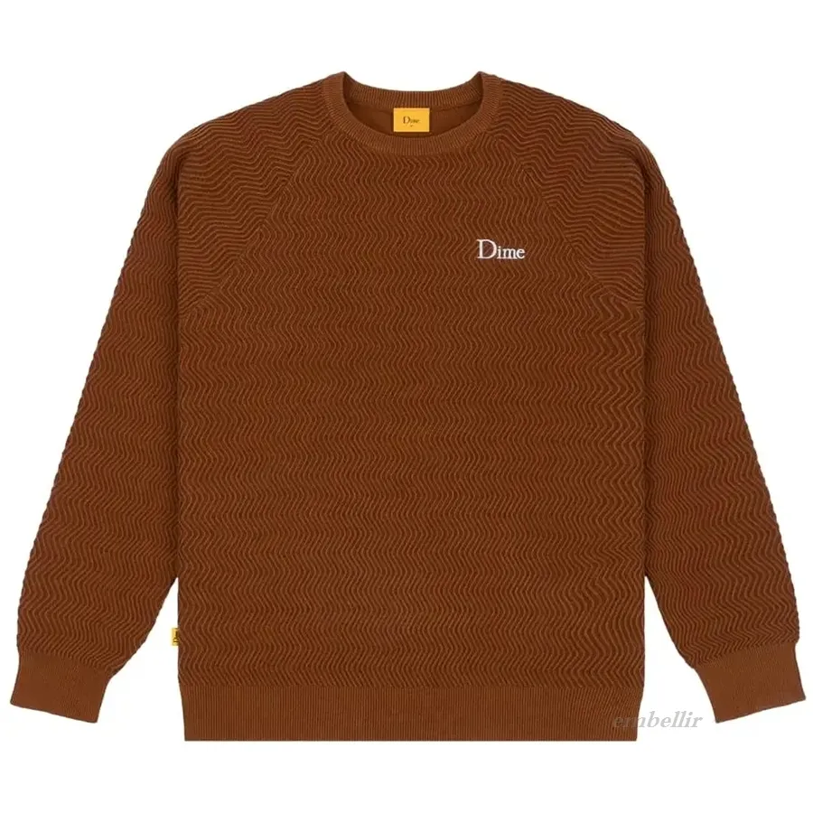 Dime Cable Knit Crew Neck Unisex Street Style Long Sleeve - Plain.