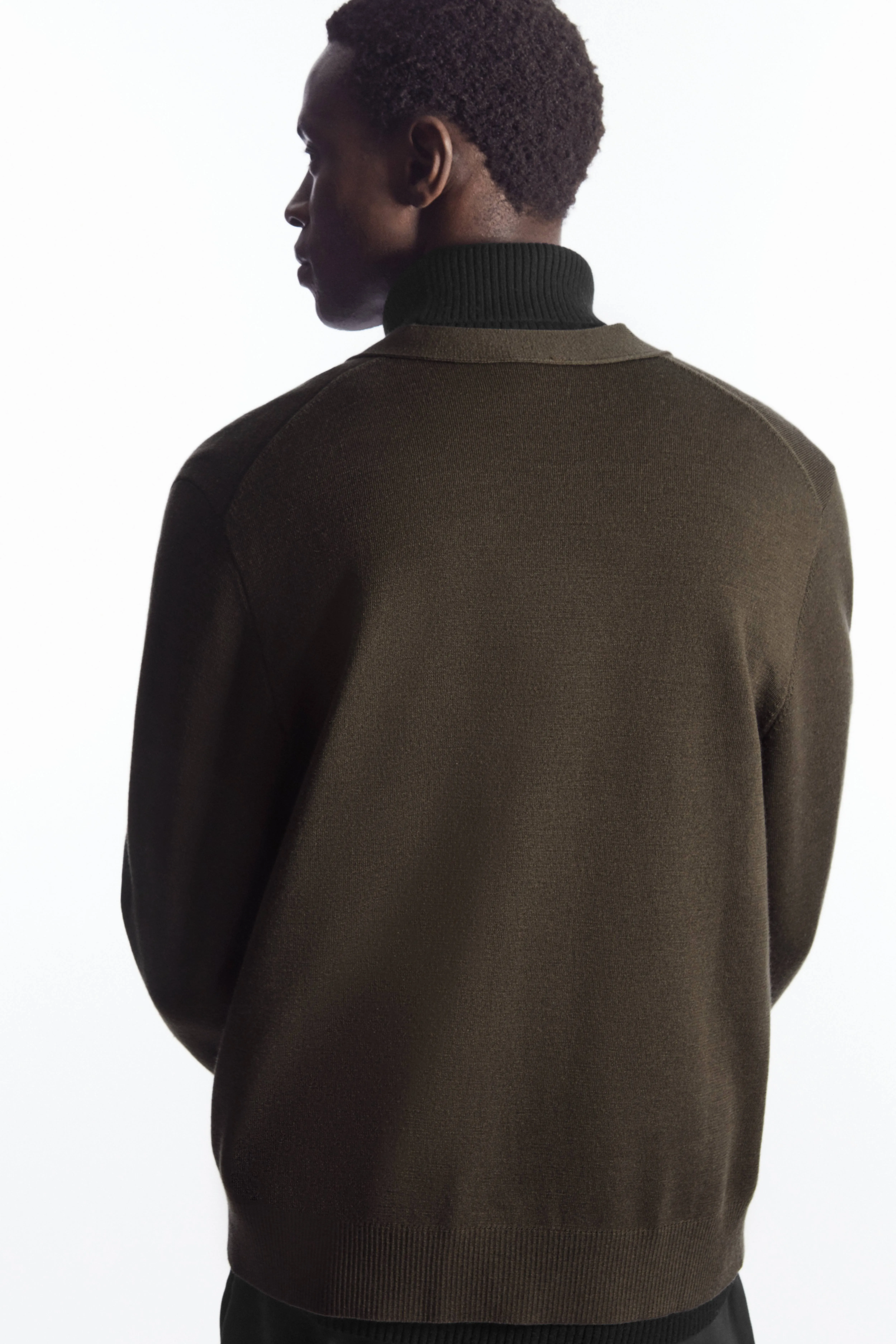 DOUBLE-FACED MERINO WOOL CARDIGAN - V-neck - Long sleeve - KHAKI GREEN - Men | H&M GB