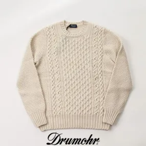 Drumohr | Crew Neck Cable Knit Pullovers Wool Long Sleeves Plain - Buy Now on [Website Name]