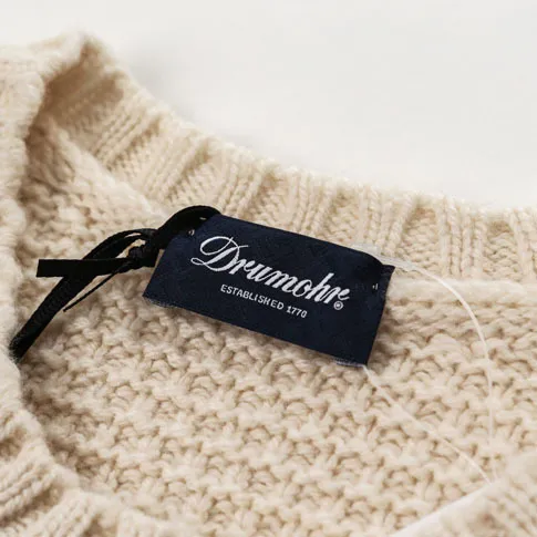 Drumohr | Crew Neck Cable Knit Pullovers Wool Long Sleeves Plain - Buy Now on [Website Name]