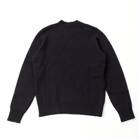 Drumohr Crew Neck Cable Knit Wool Long Sleeves Handmade Plain