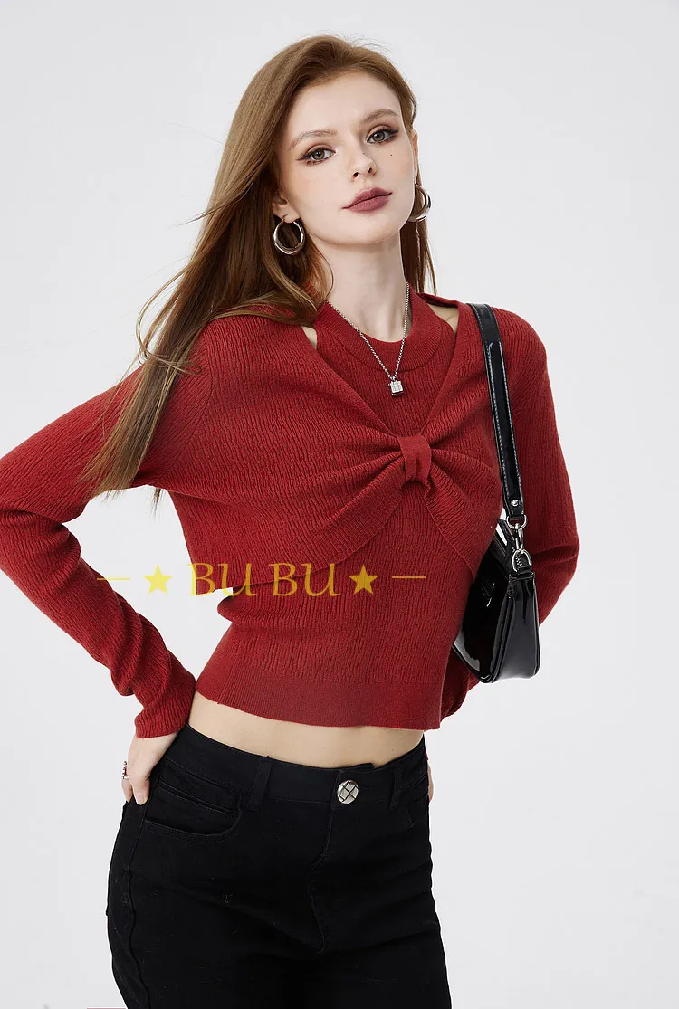 Elf Sack Women's Crew Neck Cable Knit Sleeveless Sweater in Casual Style and Blended Fabrics