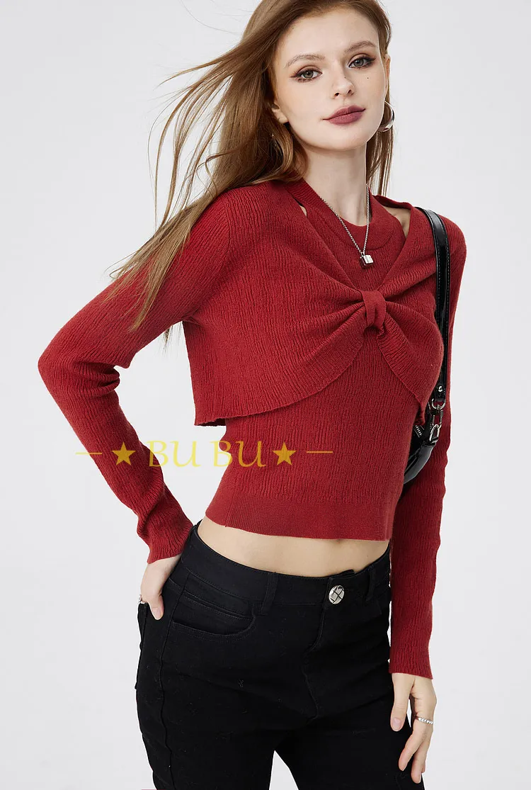 Elf Sack Women's Crew Neck Cable Knit Sleeveless Sweater in Casual Style and Blended Fabrics