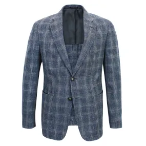 Emporio Armani Blue Beige Check Blazer - Shop Now