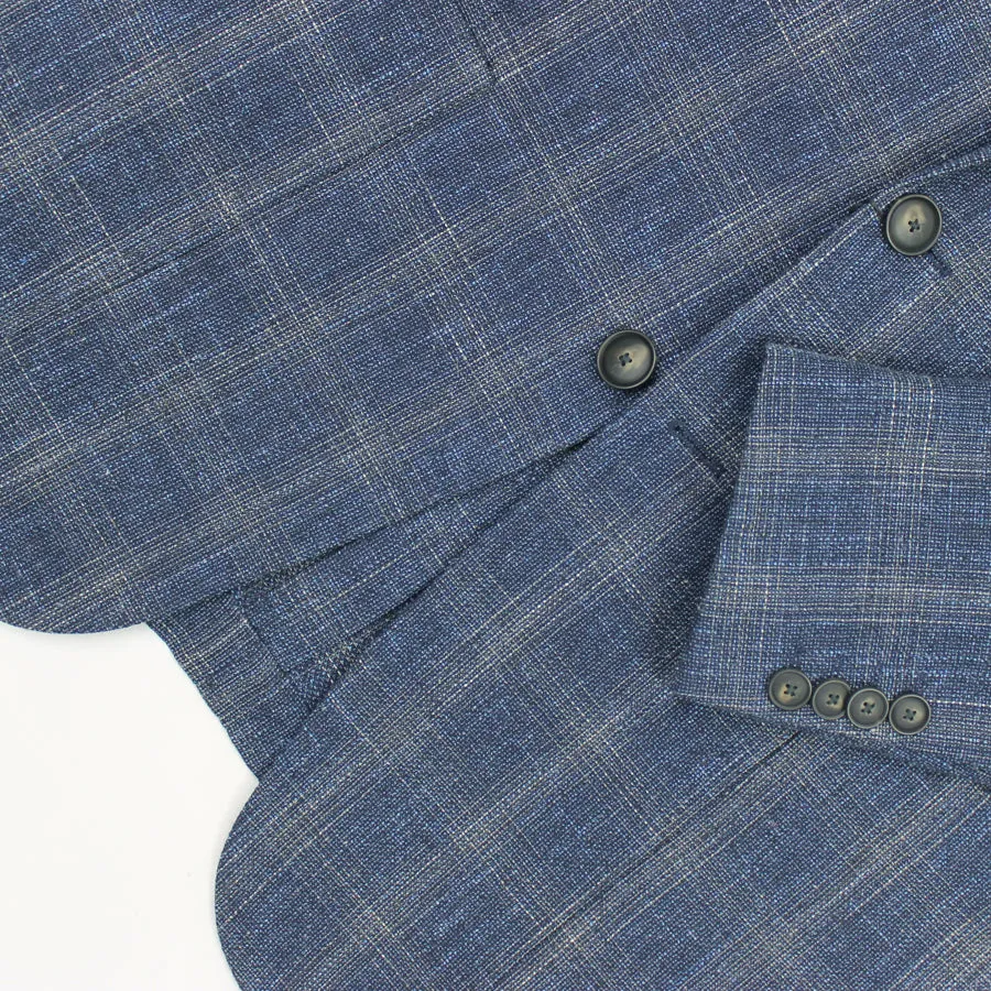 Emporio Armani Blue Beige Check Blazer - Shop Now