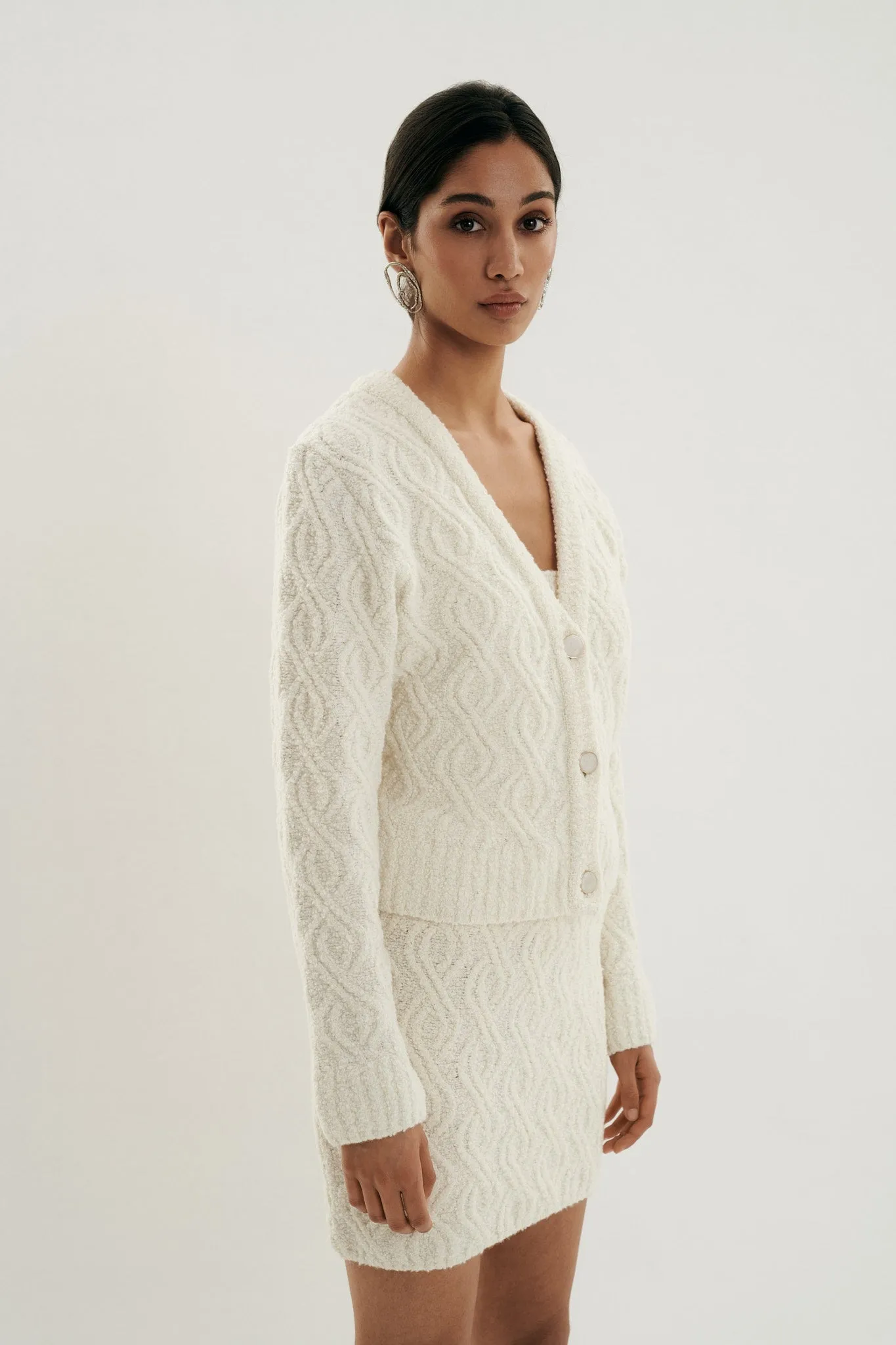 Eve Cream Cable Knit Cardigan - Shop Now