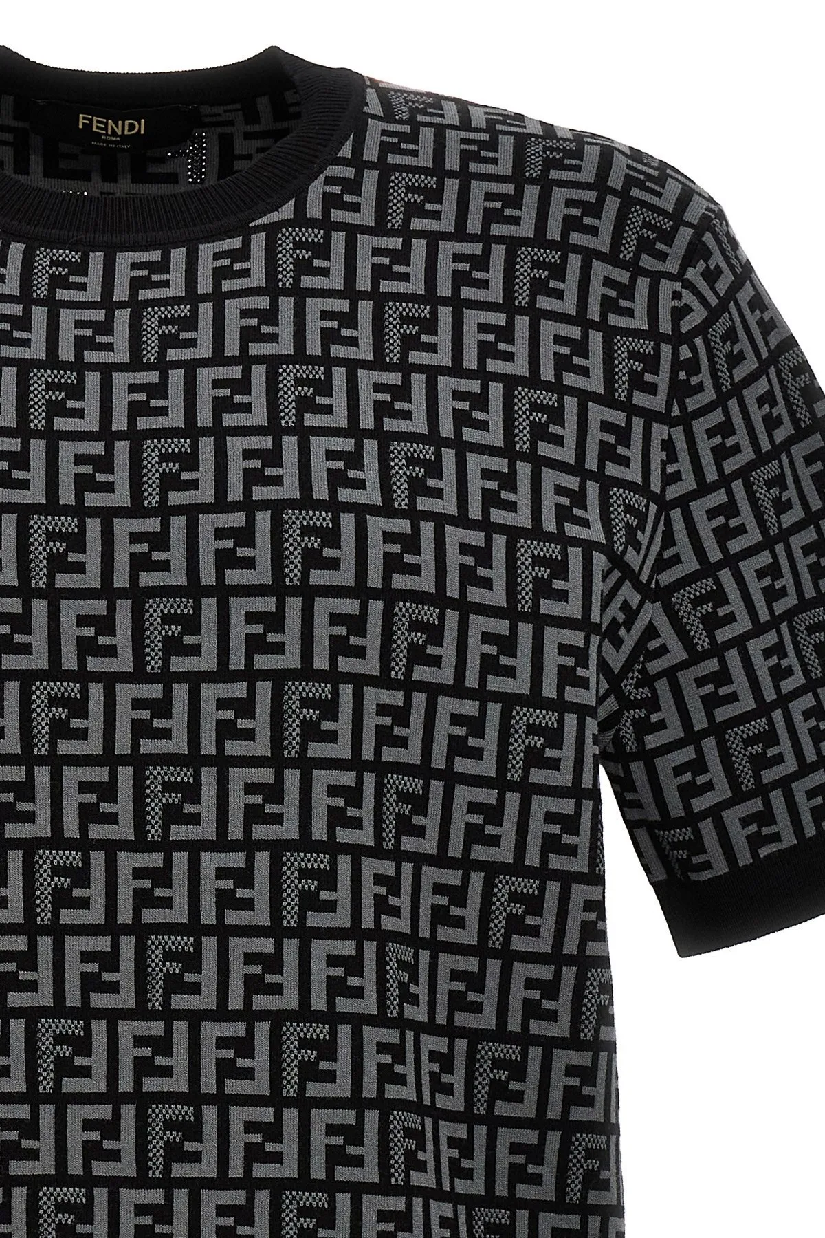 FENDI Crew Neck Cable Knit Unisex Short Sleeve Sweater - Blended Fabrics