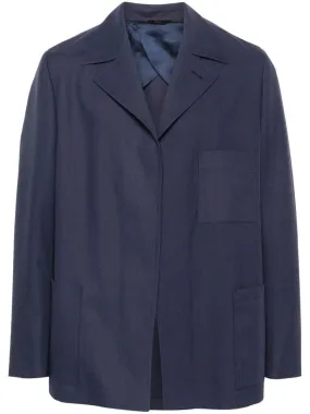 FENDI Men's Single Breasted Wool Blazer in Blue - SS24 Collection