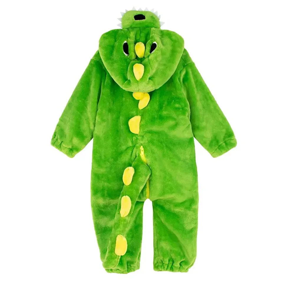 Flannel Romper Baby Boys Girls Christmas Winter Outfit Infant Dinosaur Animal Cartoon Hooded Pajamas Thick Warm Jumpsuit