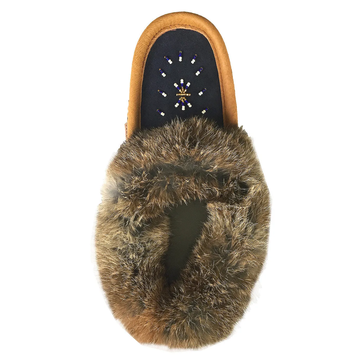 Fleece lined rabbit fur suede moccasins for women