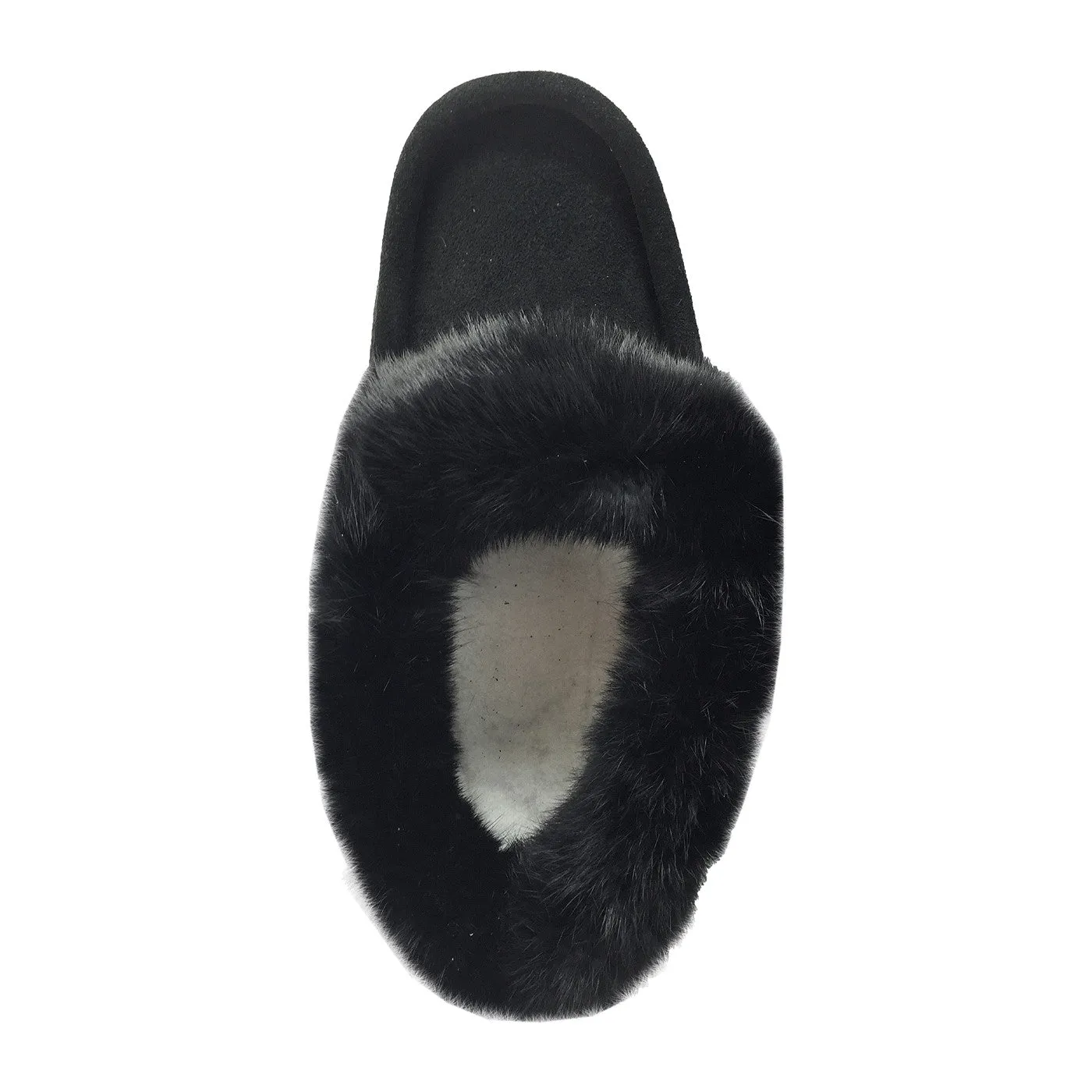 Fleece Lined Suede Moccasins for Men with Rabbit Fur