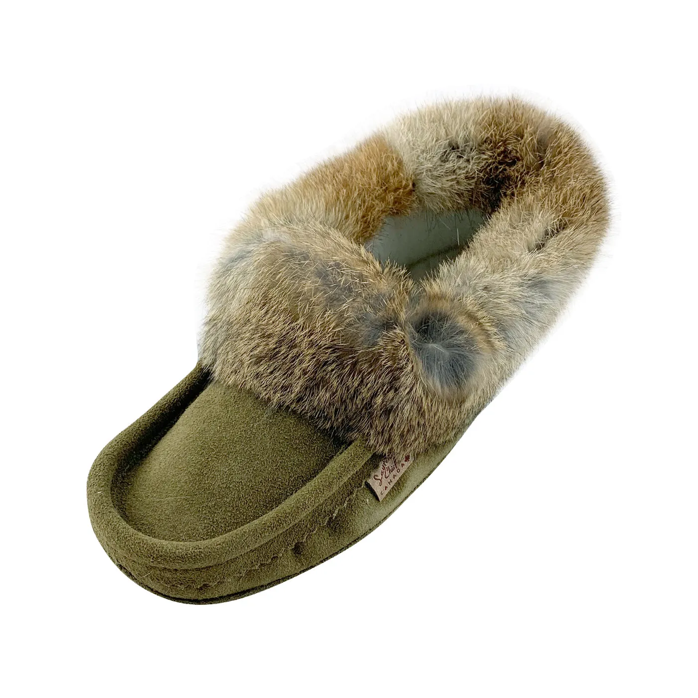 Fleece Lined Suede Moccasins for Men with Rabbit Fur