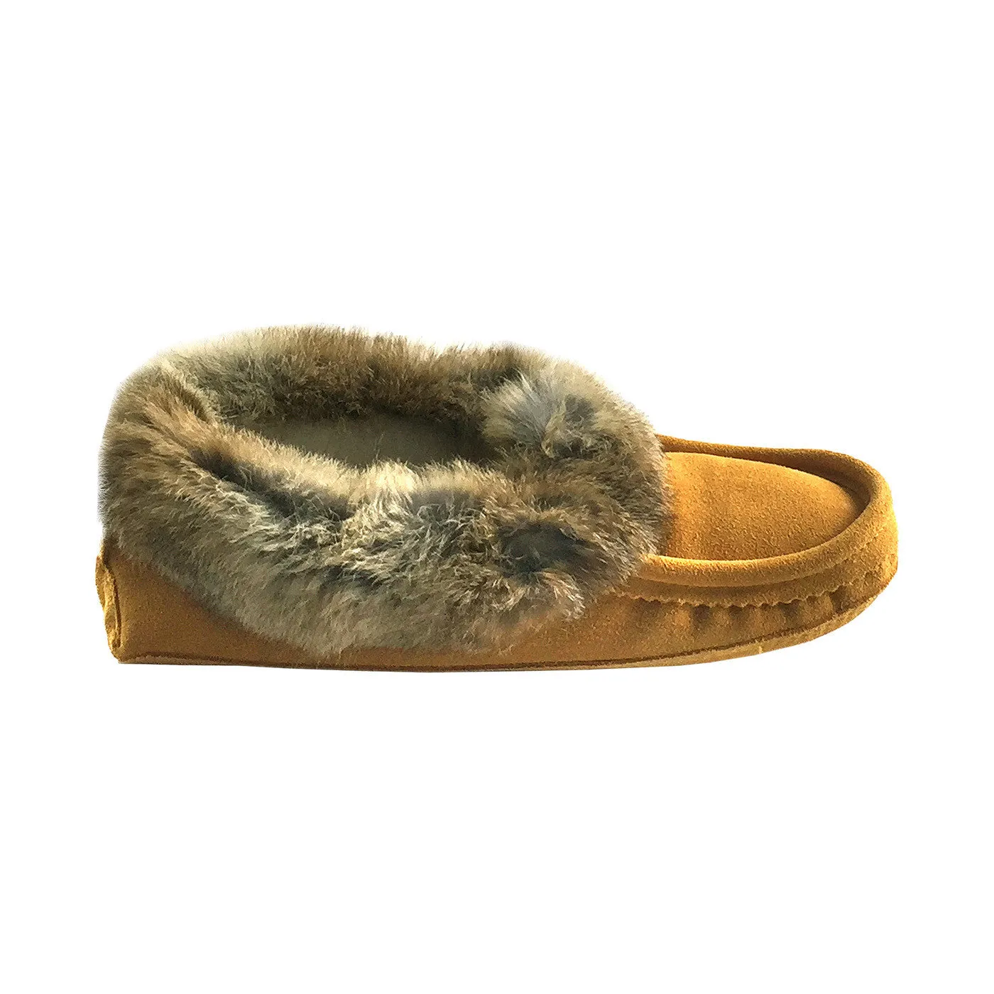 Fleece Lined Suede Moccasins for Men with Rabbit Fur