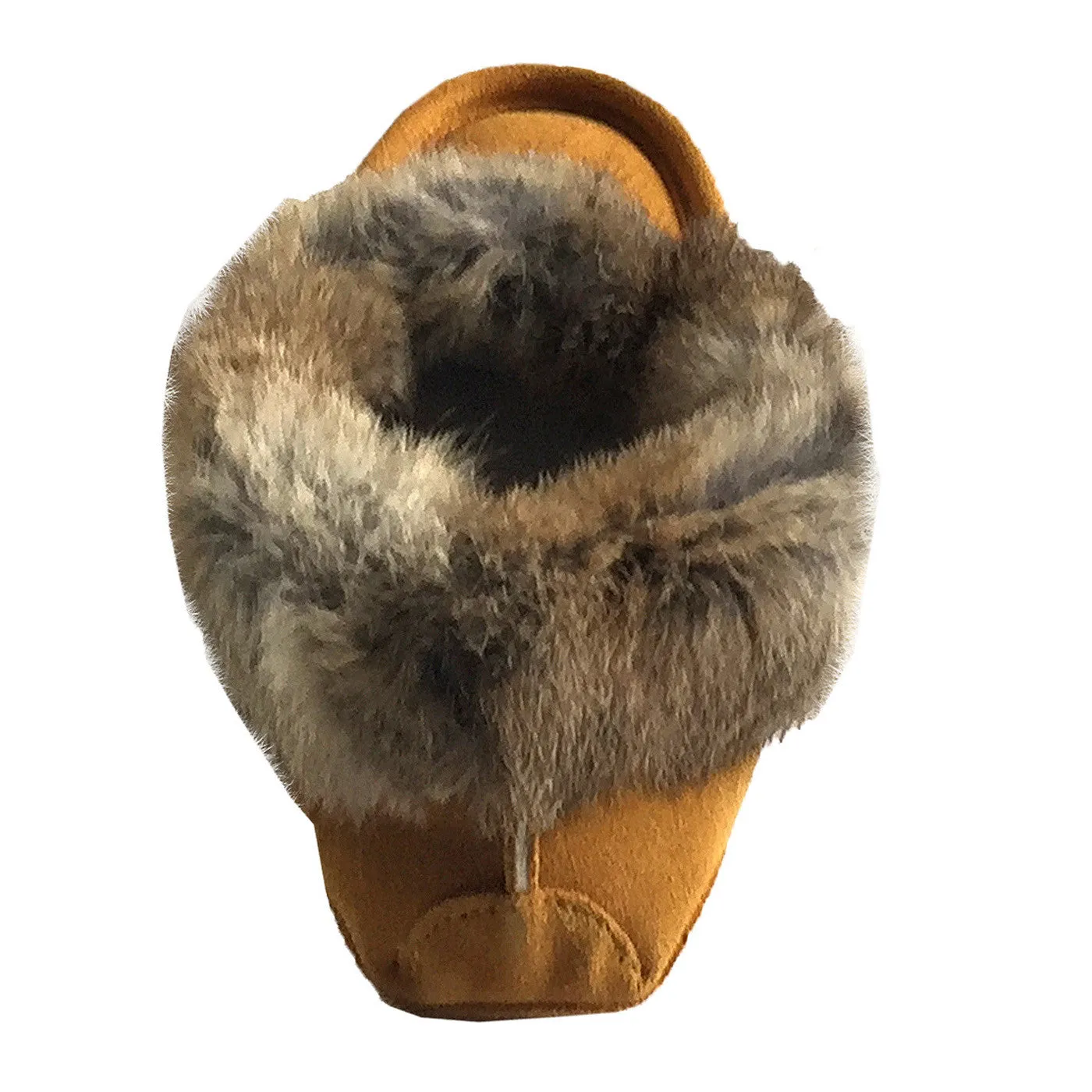 Fleece Lined Suede Moccasins for Men with Rabbit Fur