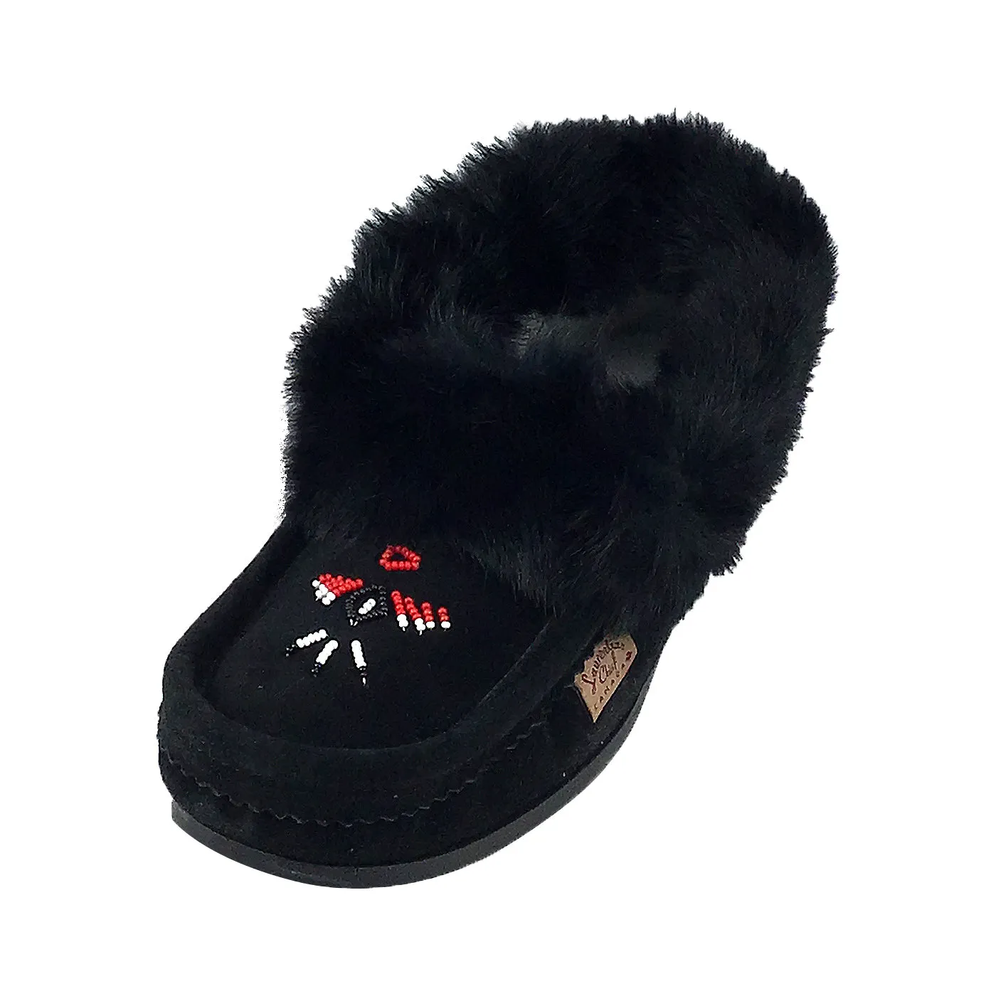 Fleece Lined Suede Moccasins with Crepe Sole and Rabbit Fur