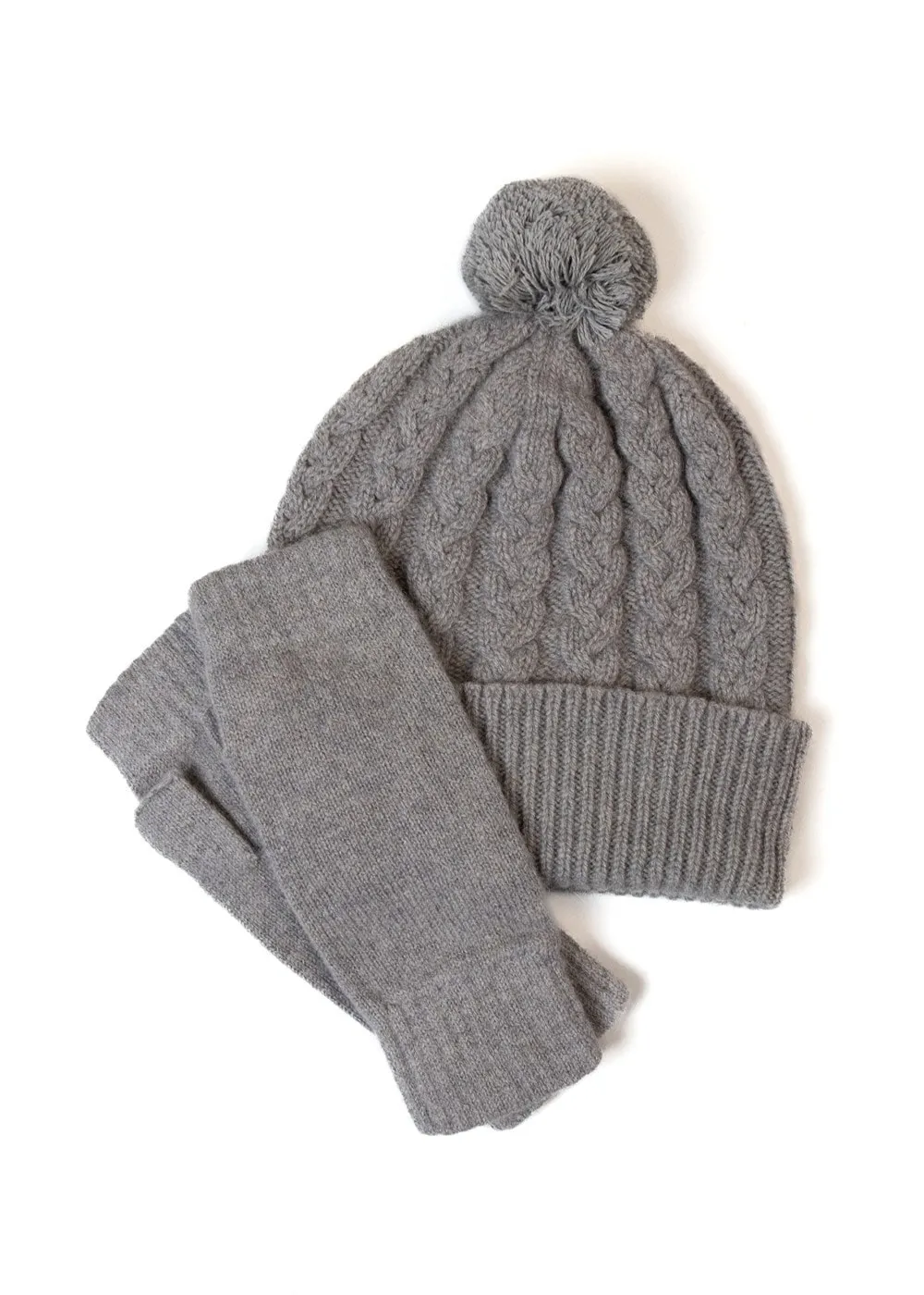 Fliss Lambswool Cable Pom Pom Beanie