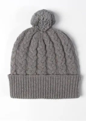 Fliss Lambswool Cable Pom Pom Beanie