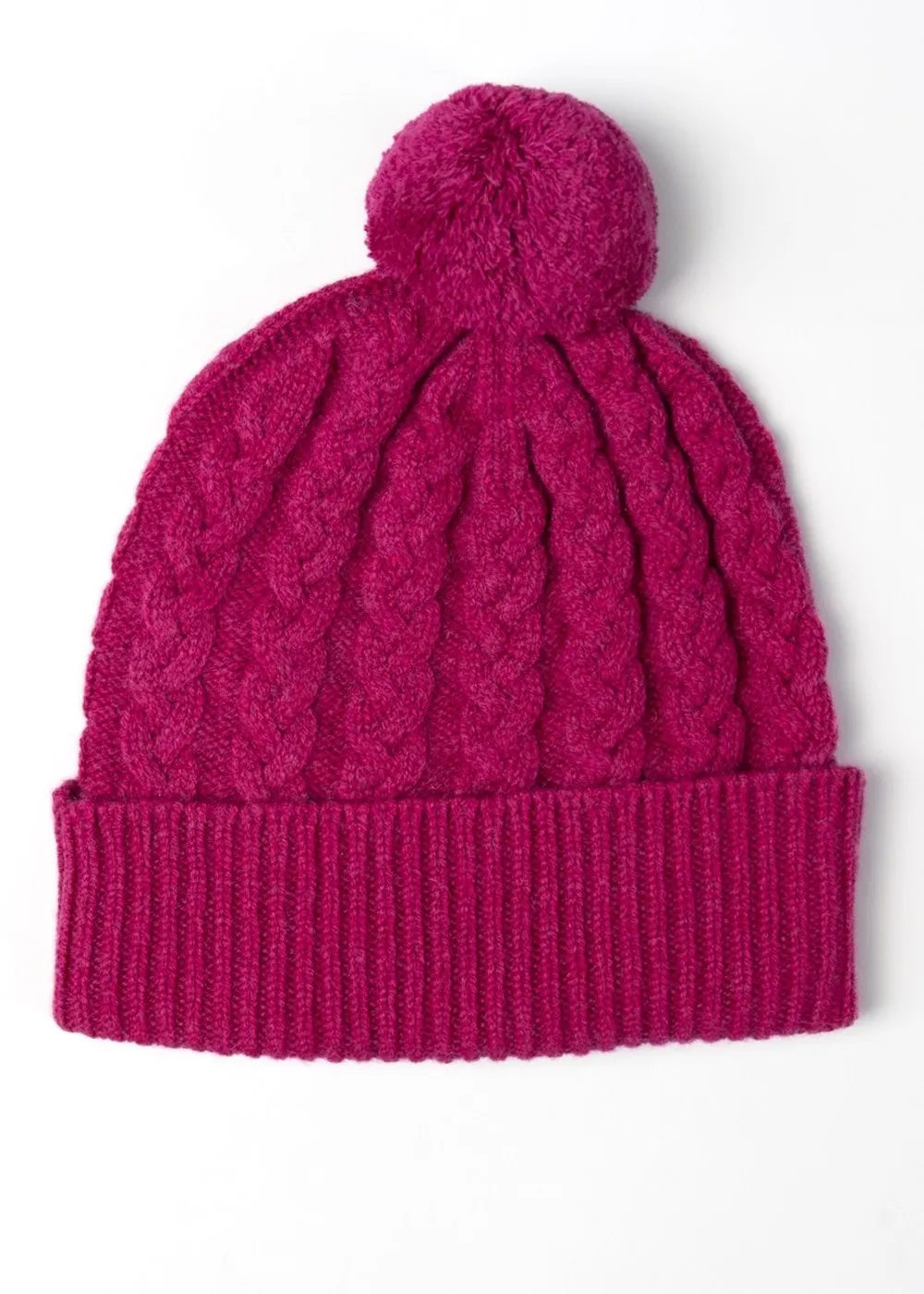 Fliss Lambswool Cable Pom Pom Beanie