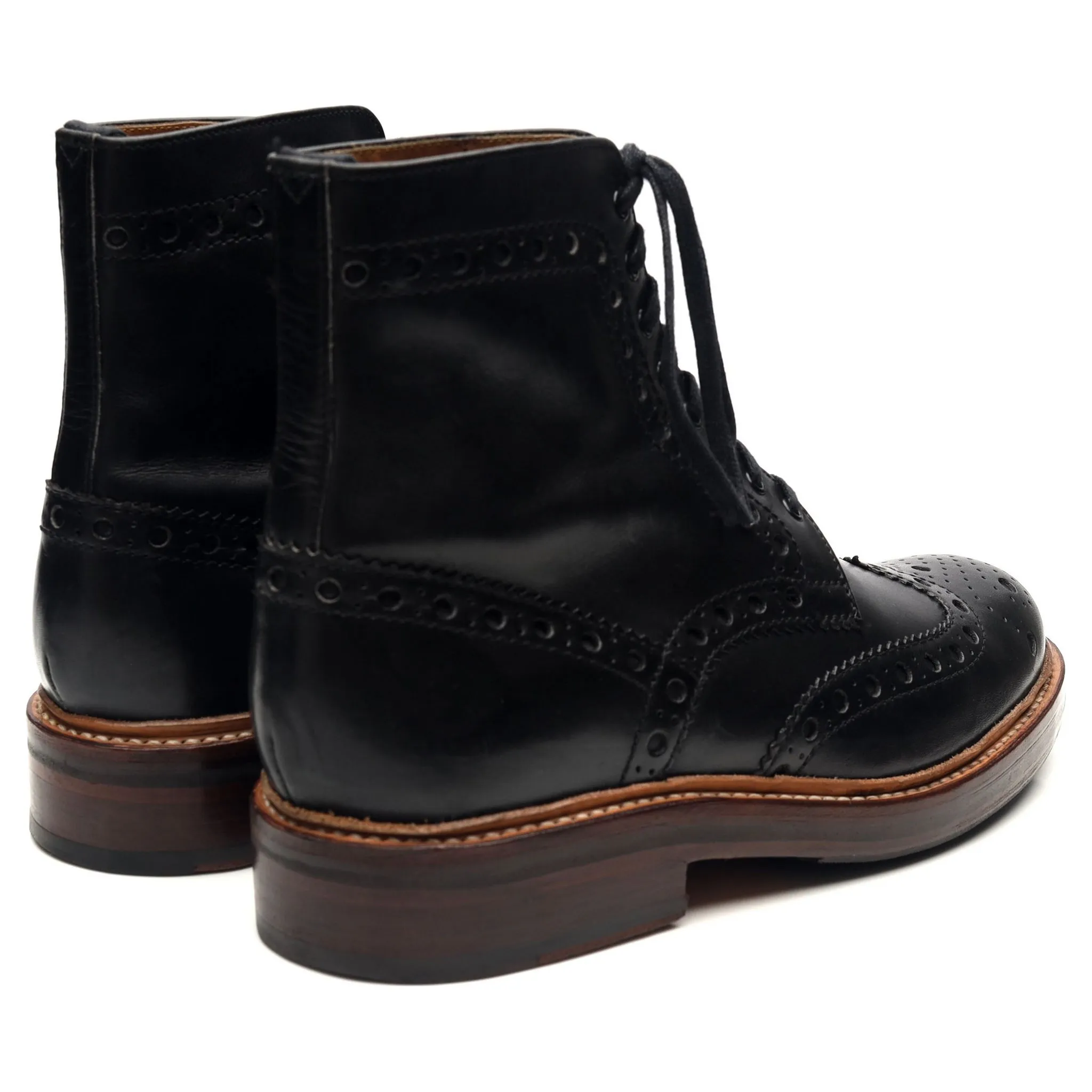 'Fred' Black Leather Brogue Boots UK 6 G