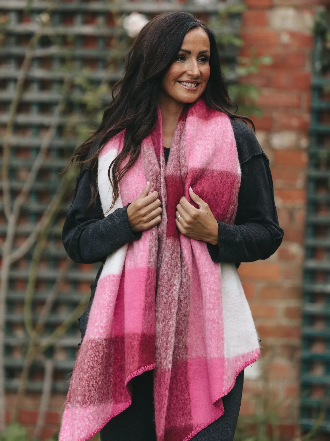 Fuchsia Large Check Scarf