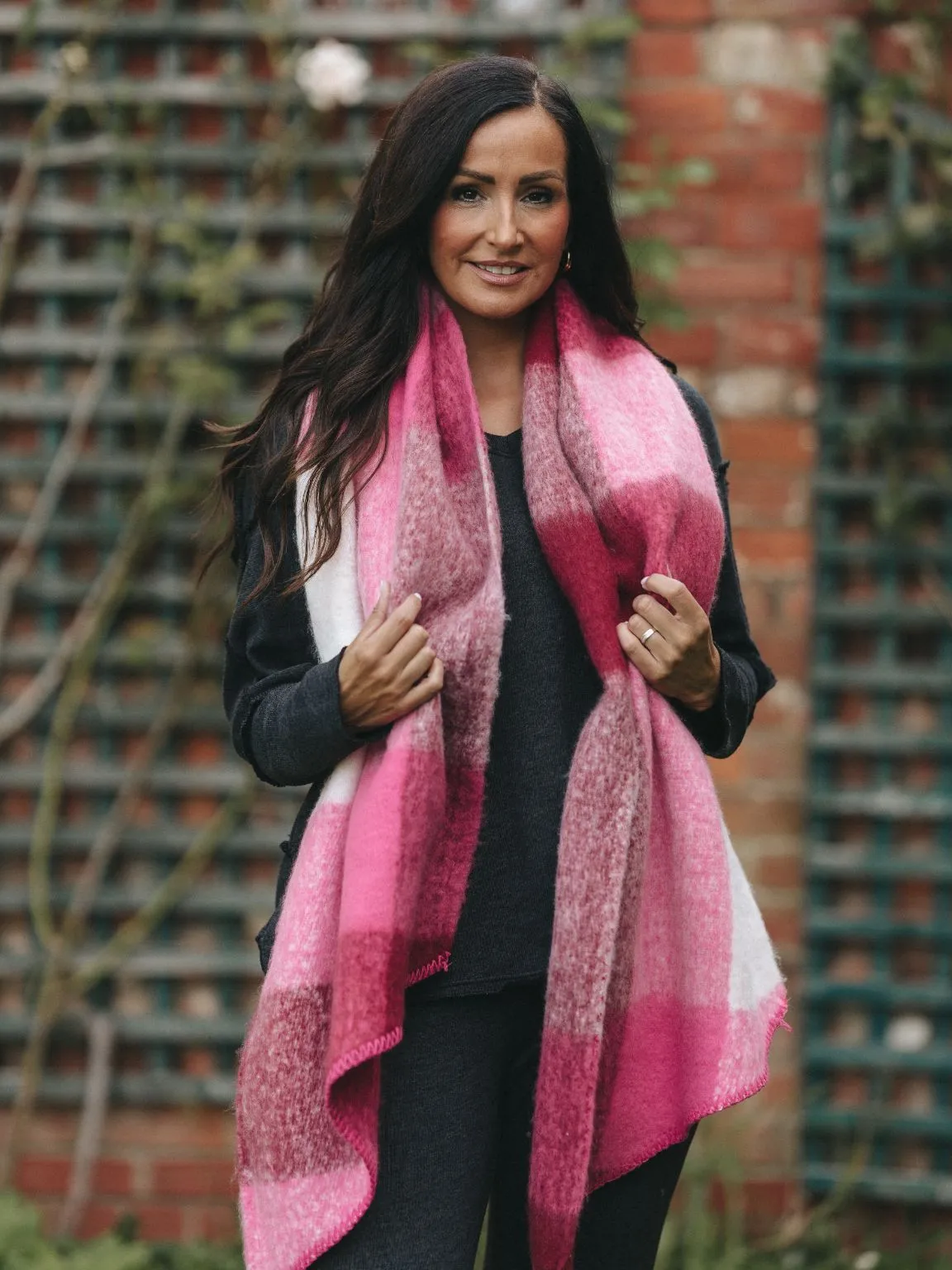 Fuchsia Large Check Scarf