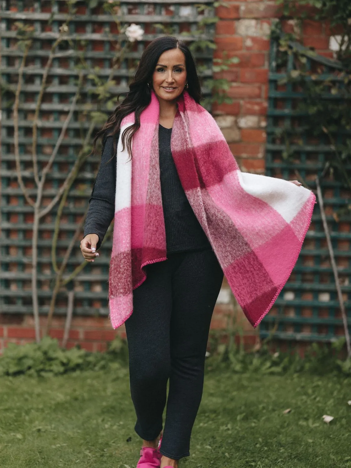 Fuchsia Large Check Scarf