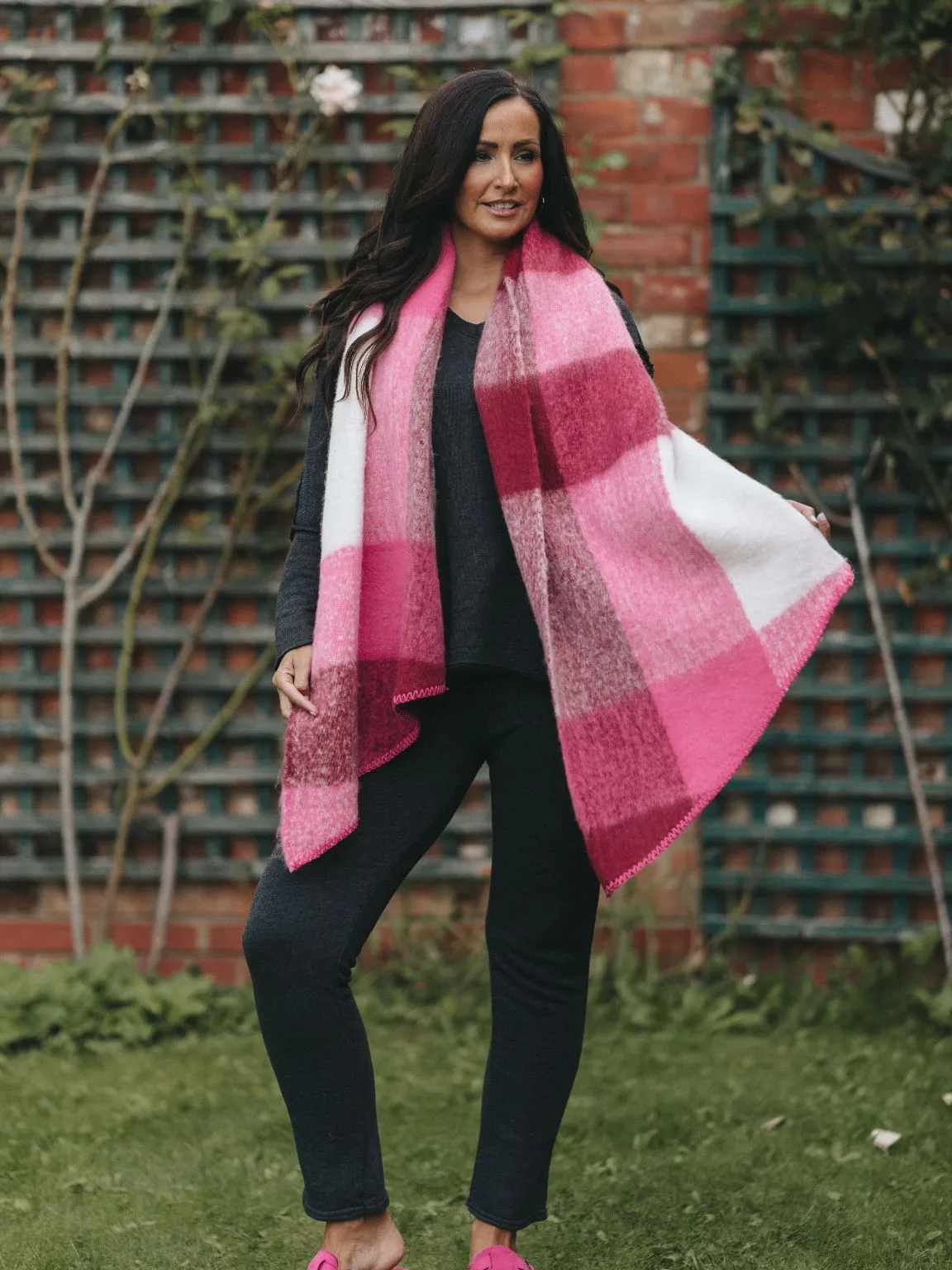 Fuchsia Large Check Scarf