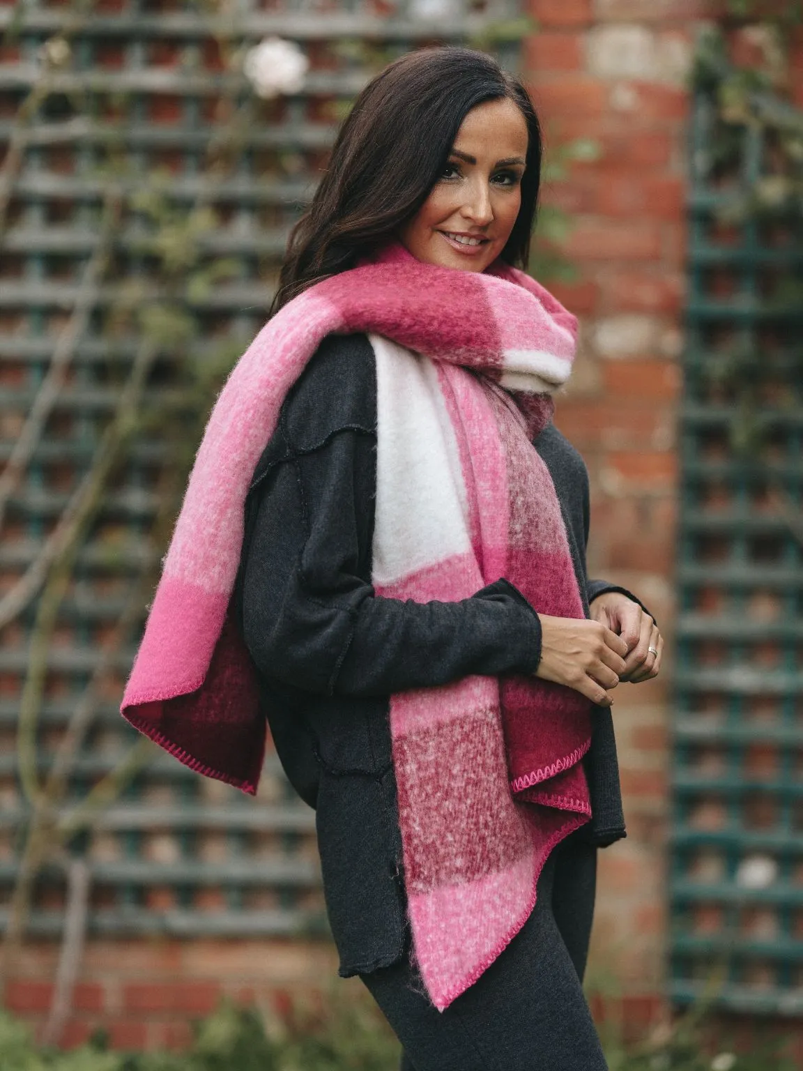 Fuchsia Large Check Scarf