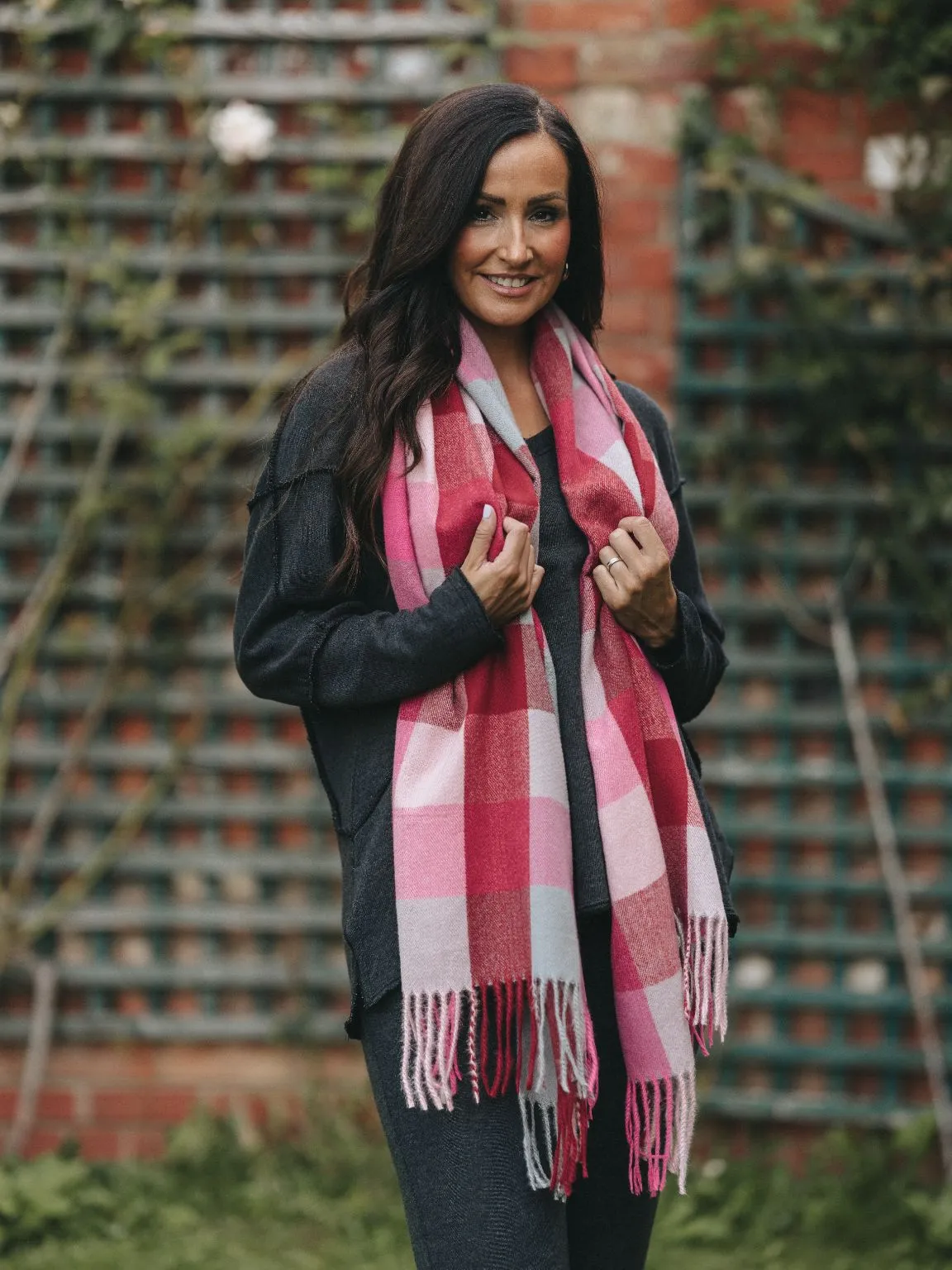 Fuchsia Plaid Scarf