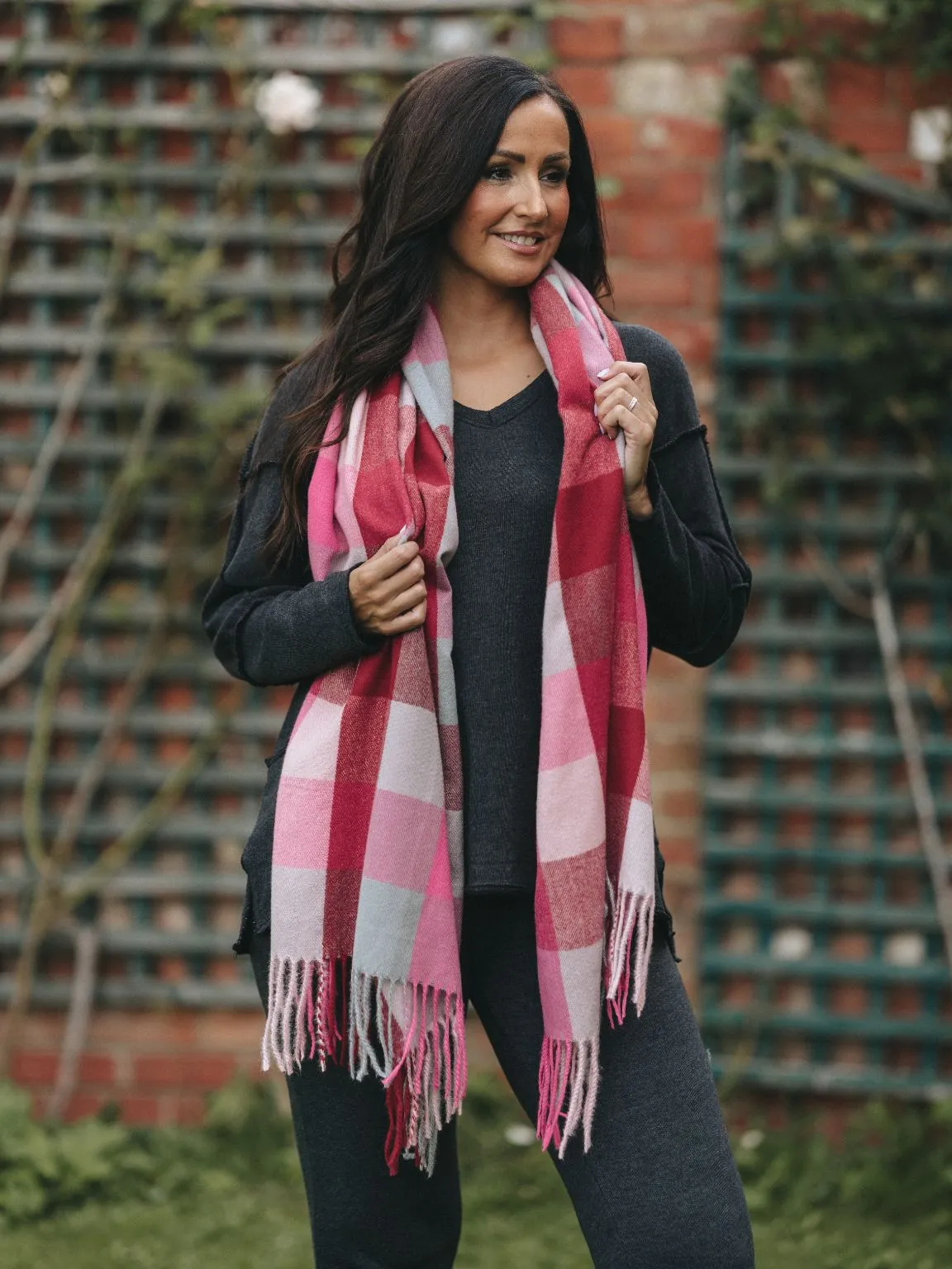 Fuchsia Plaid Scarf