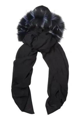 Fur Hood, Black/Blue