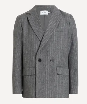 Gekko Charcoal Grey Pinstripe Wool Blazer 