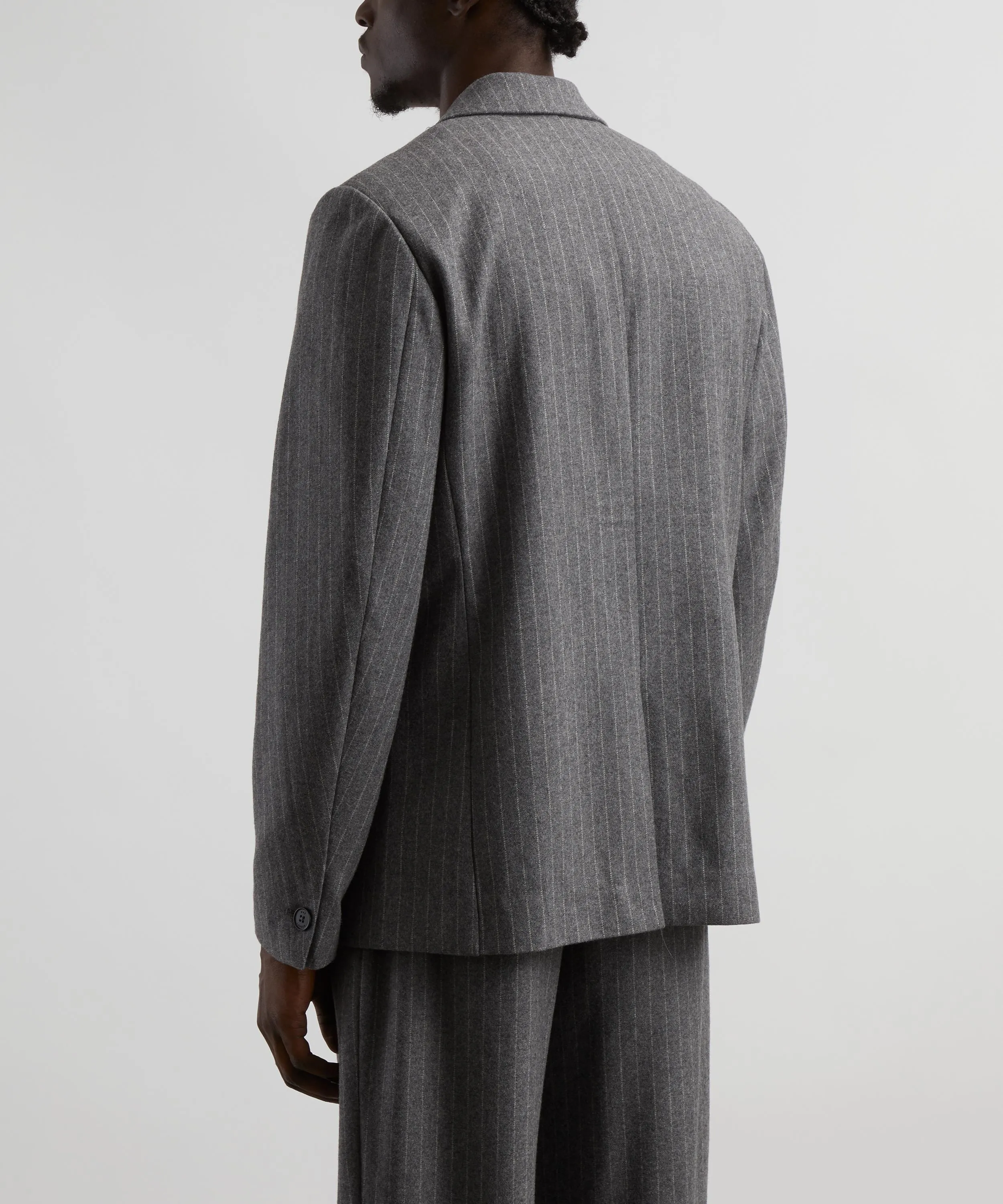 Gekko Charcoal Grey Pinstripe Wool Blazer 