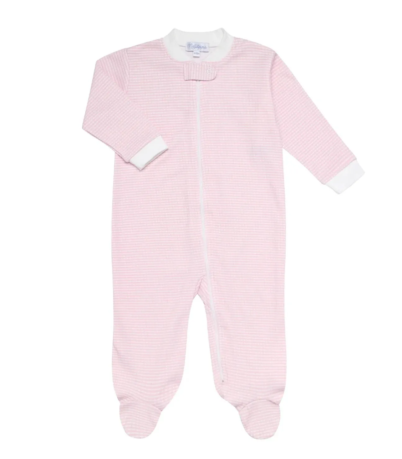 Gingham Zipper Footie - Pink