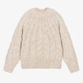 Girls Beige Cable Knit Sweater