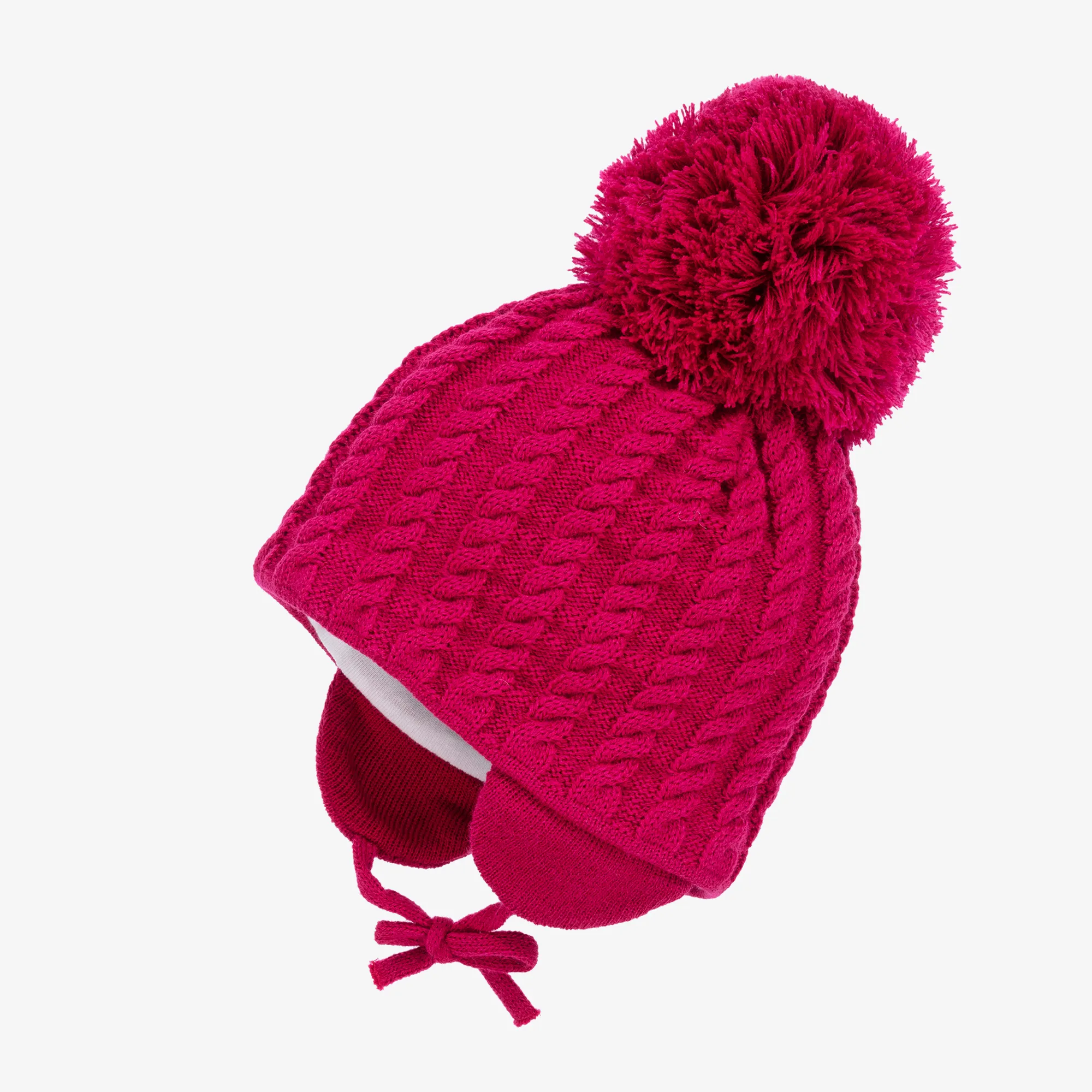 Girls Pink Laura Giant Pom-Pom Beanie