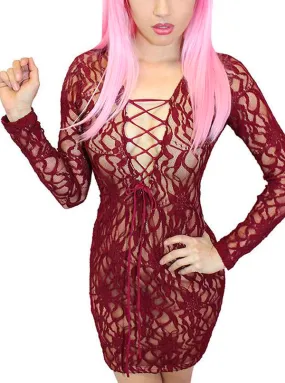 Glampire Lace Mini Corset Dress for Women