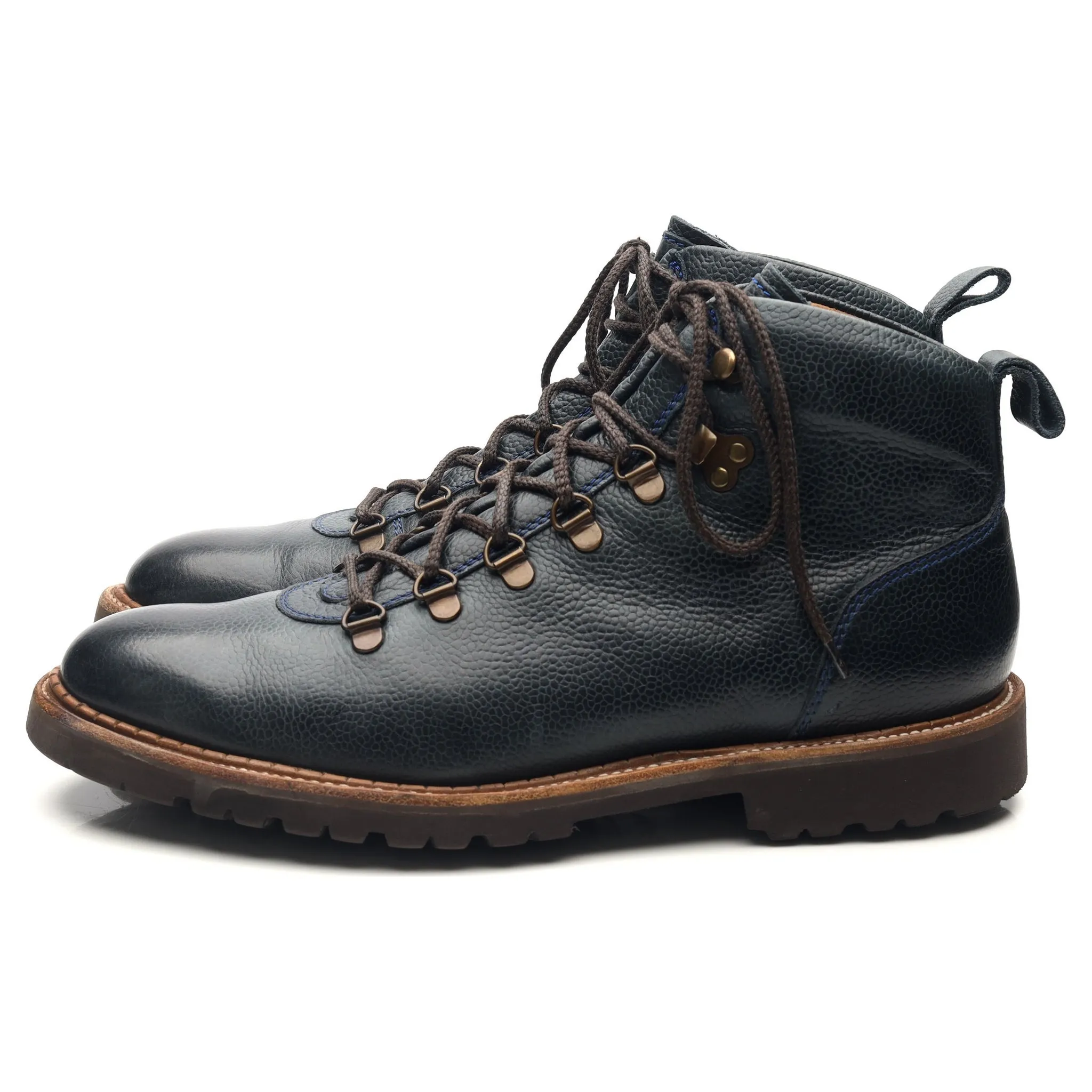 'Glencoe' Navy Blue Leather Hiker Boots UK 9.5 F