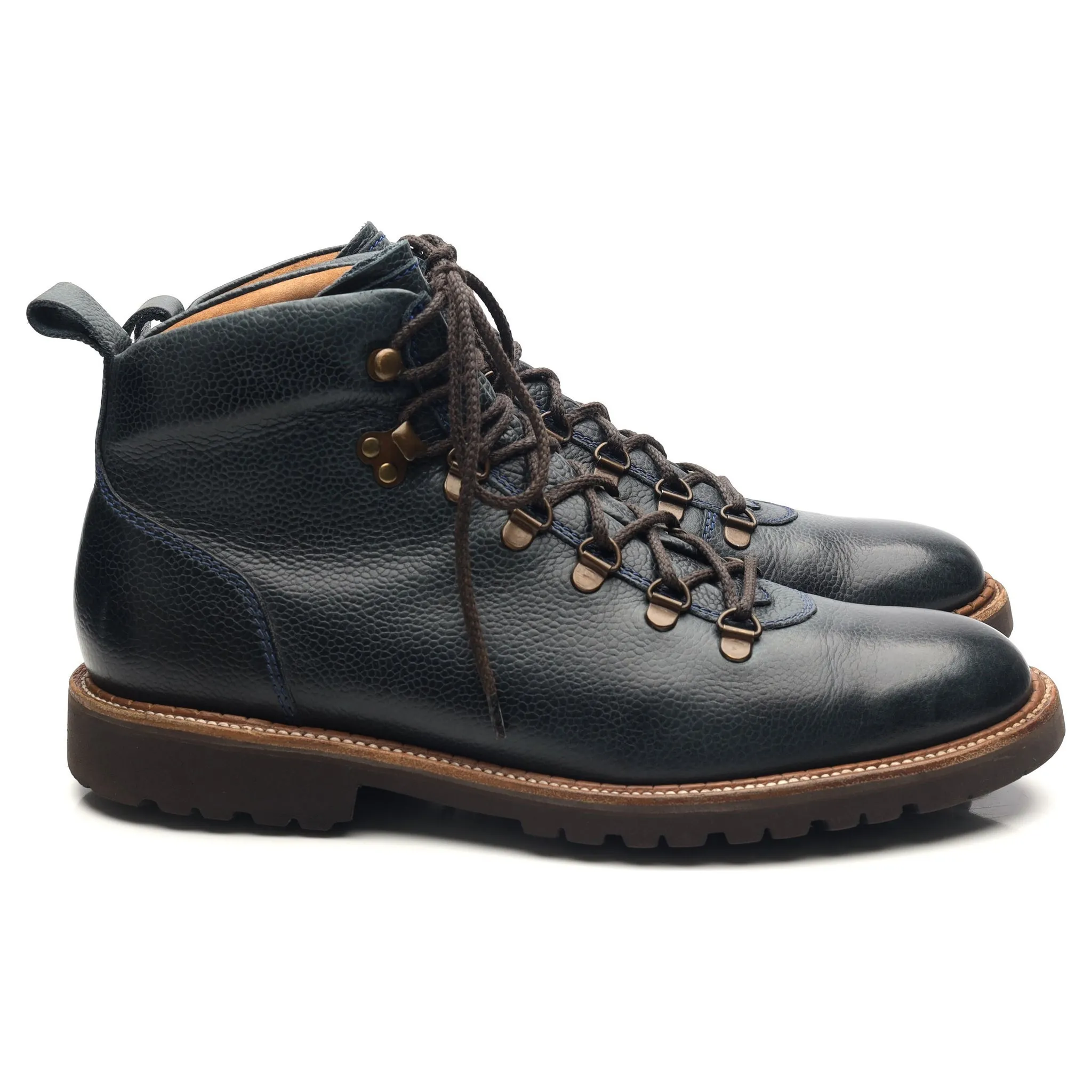 'Glencoe' Navy Blue Leather Hiker Boots UK 9.5 F