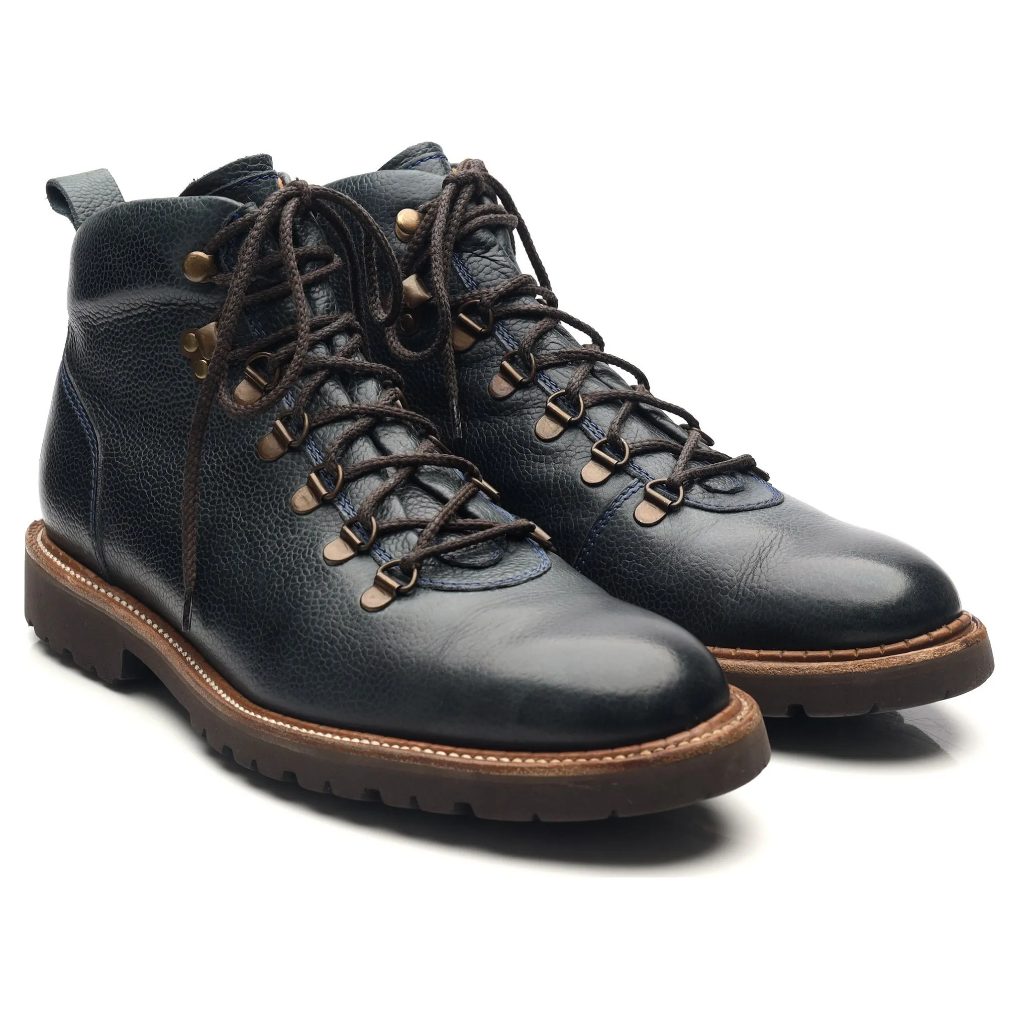 'Glencoe' Navy Blue Leather Hiker Boots UK 9.5 F