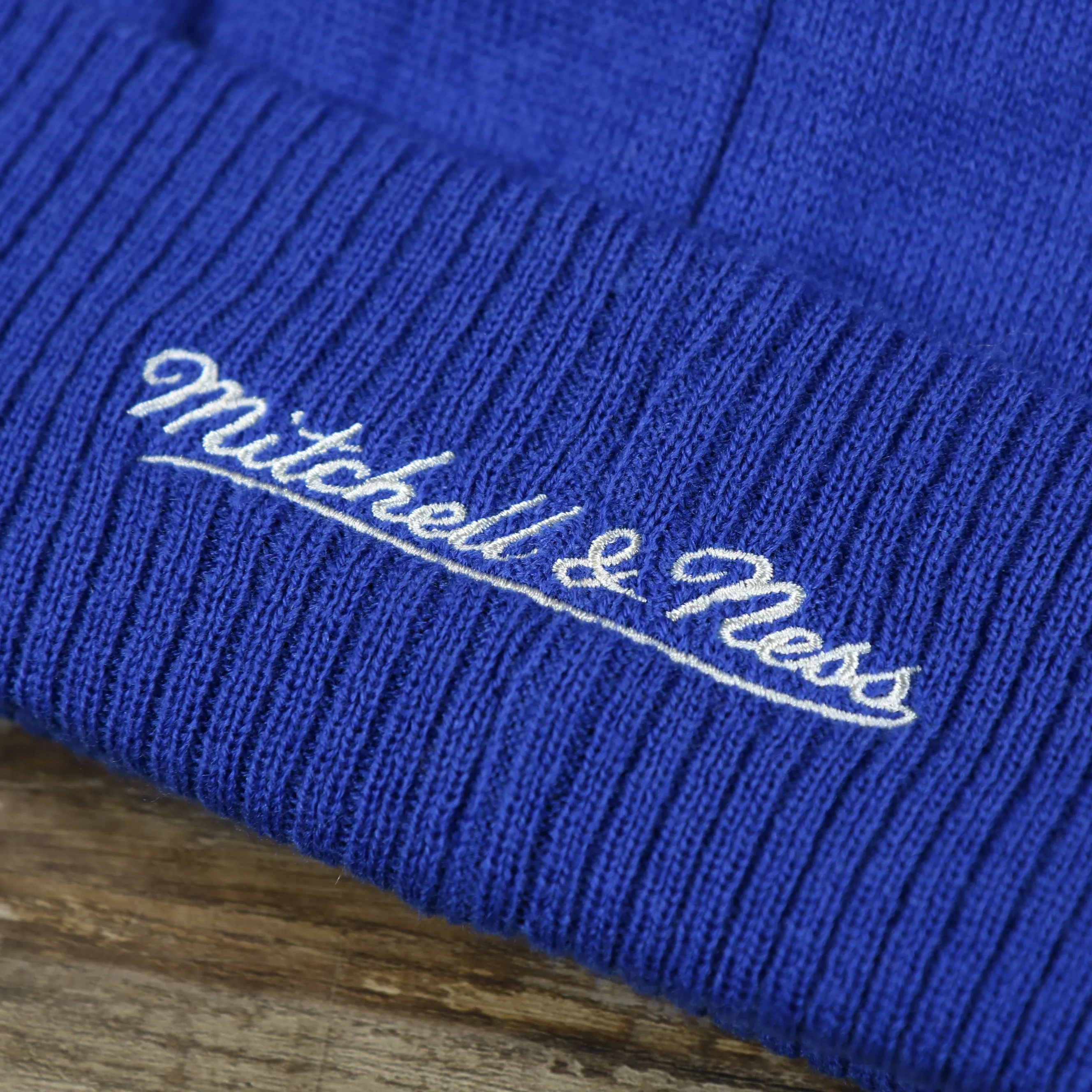 Golden State Warriors Gray Wordmark Cuffed Winter Pom Pom Beanie, Royal Blue Winter Beanie