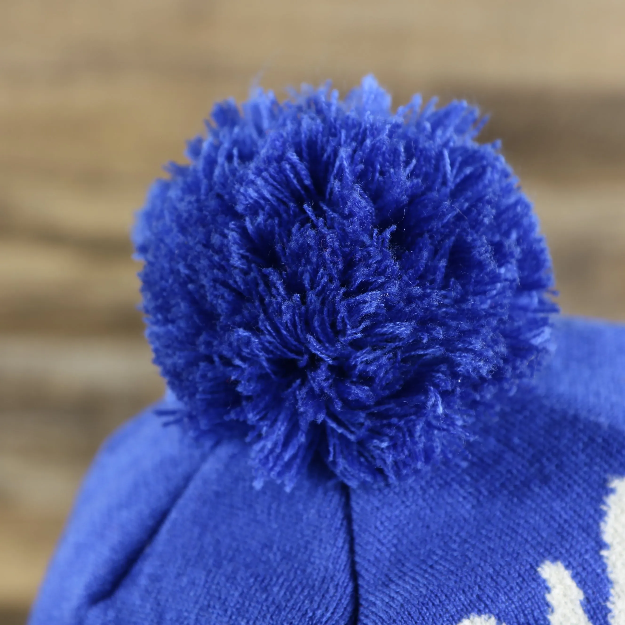 Golden State Warriors Gray Wordmark Cuffed Winter Pom Pom Beanie, Royal Blue Winter Beanie