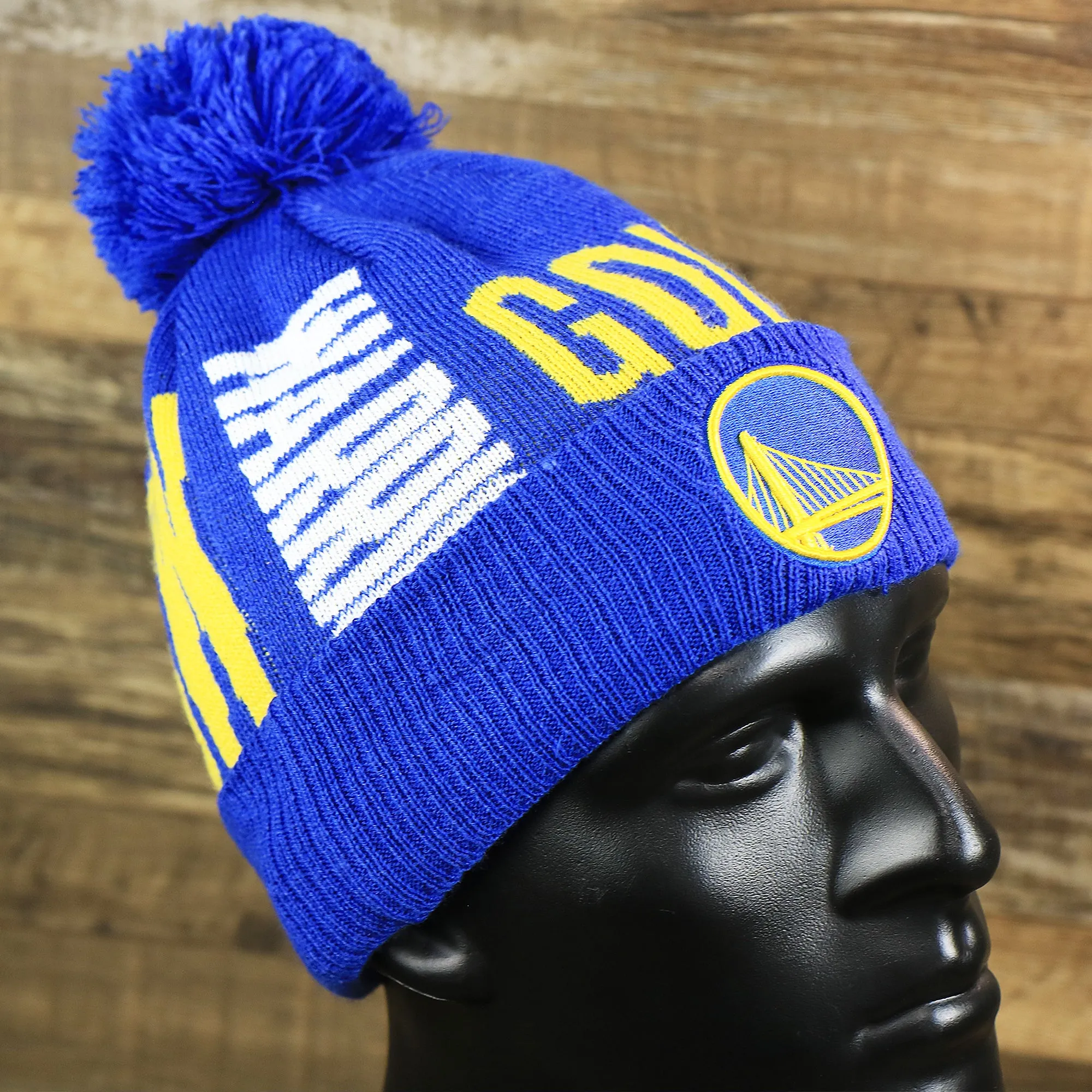 Golden State Warriors Wordmark Blue Winter Beanie - Pom Pom Winter Beanie