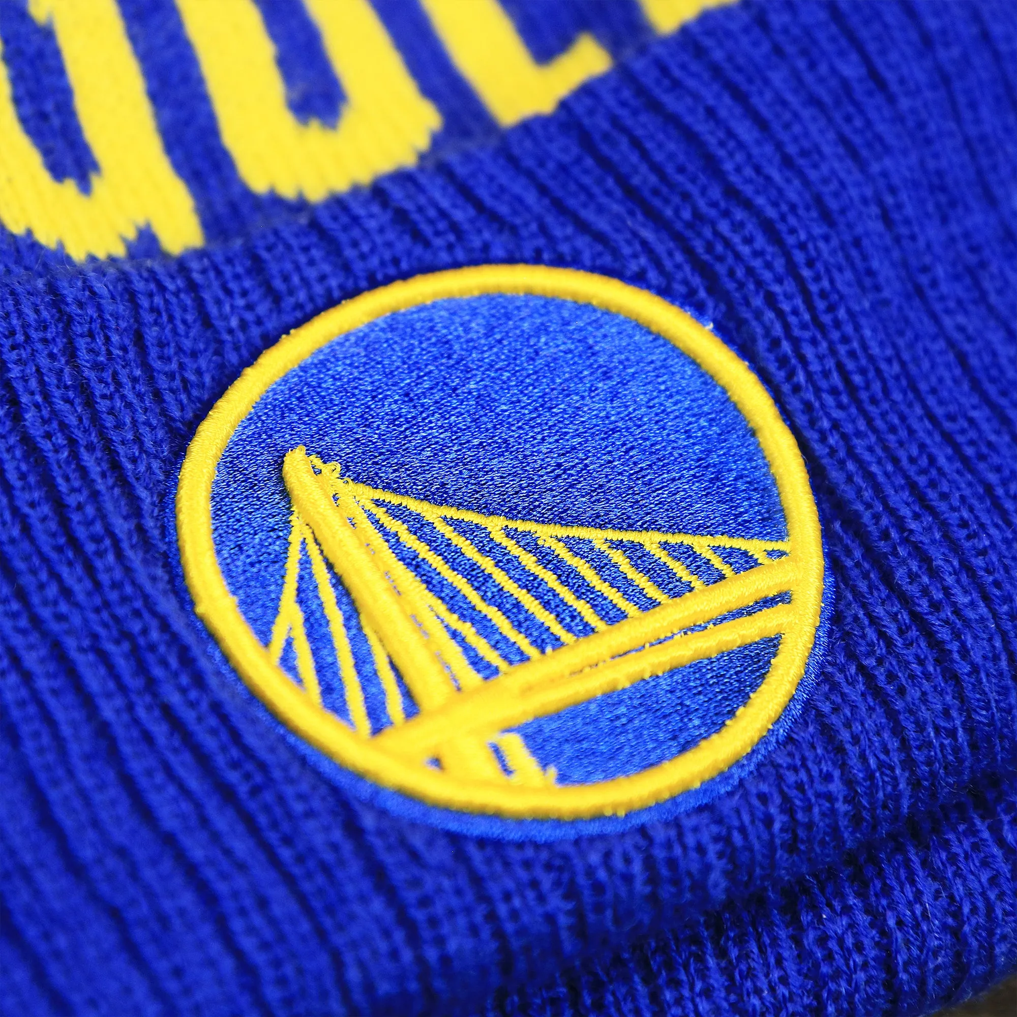 Golden State Warriors Wordmark Blue Winter Beanie - Pom Pom Winter Beanie