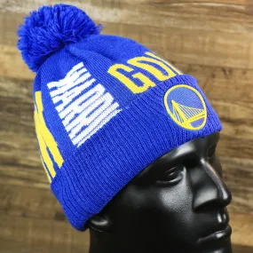 Golden State Warriors Wordmark Blue Winter Beanie - Pom Pom Winter Beanie