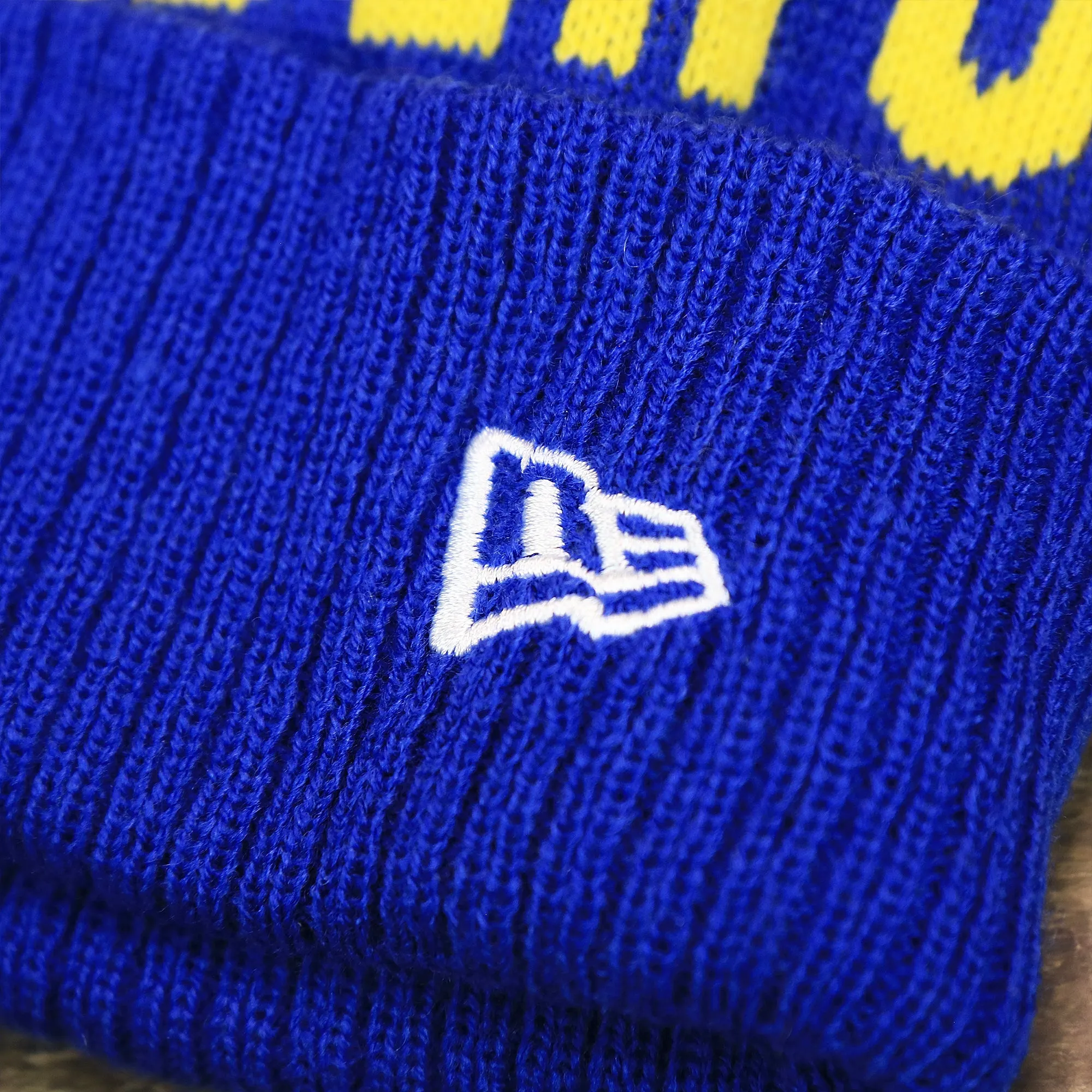 Golden State Warriors Wordmark Blue Winter Beanie - Pom Pom Winter Beanie