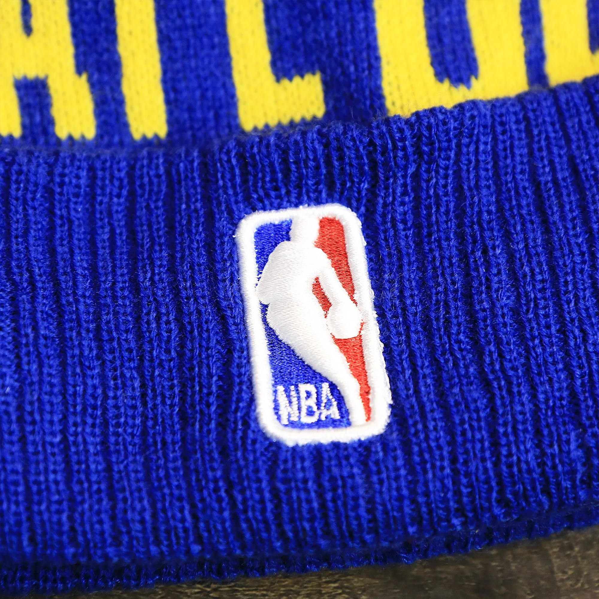 Golden State Warriors Wordmark Blue Winter Beanie - Pom Pom Winter Beanie