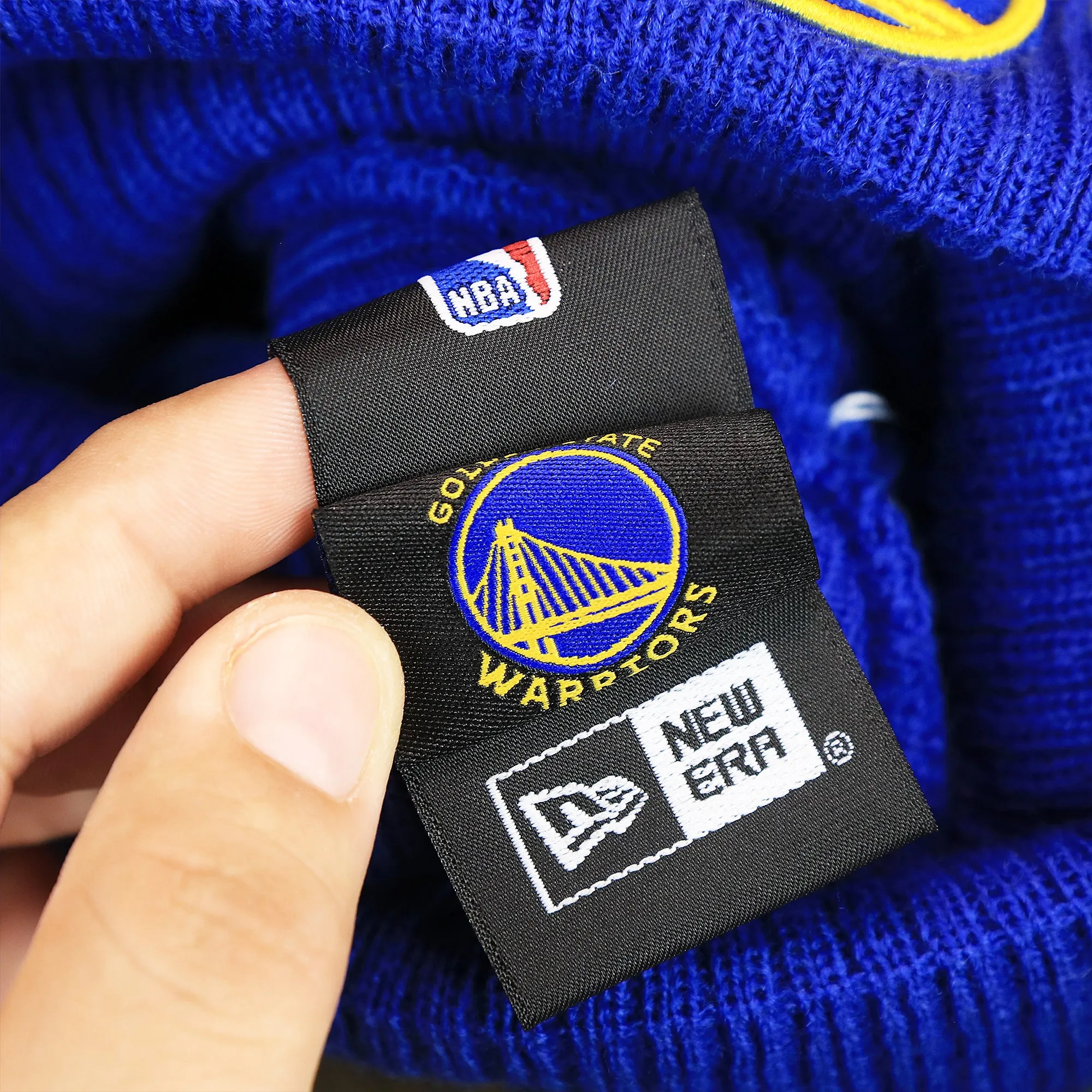 Golden State Warriors Wordmark Blue Winter Beanie - Pom Pom Winter Beanie