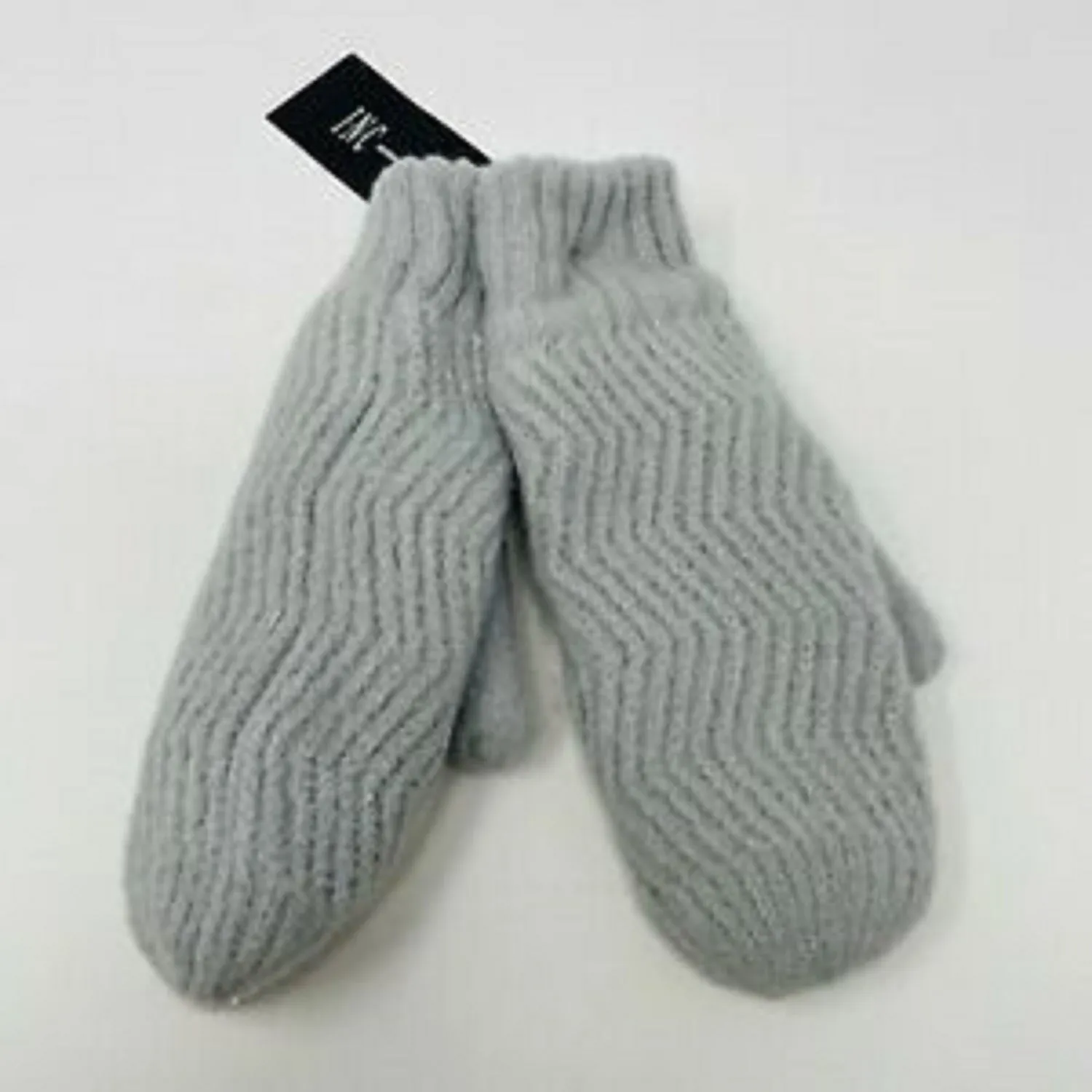 Gray Chevron Knit Mittens for Women by INC International Concepts (Regular Size)