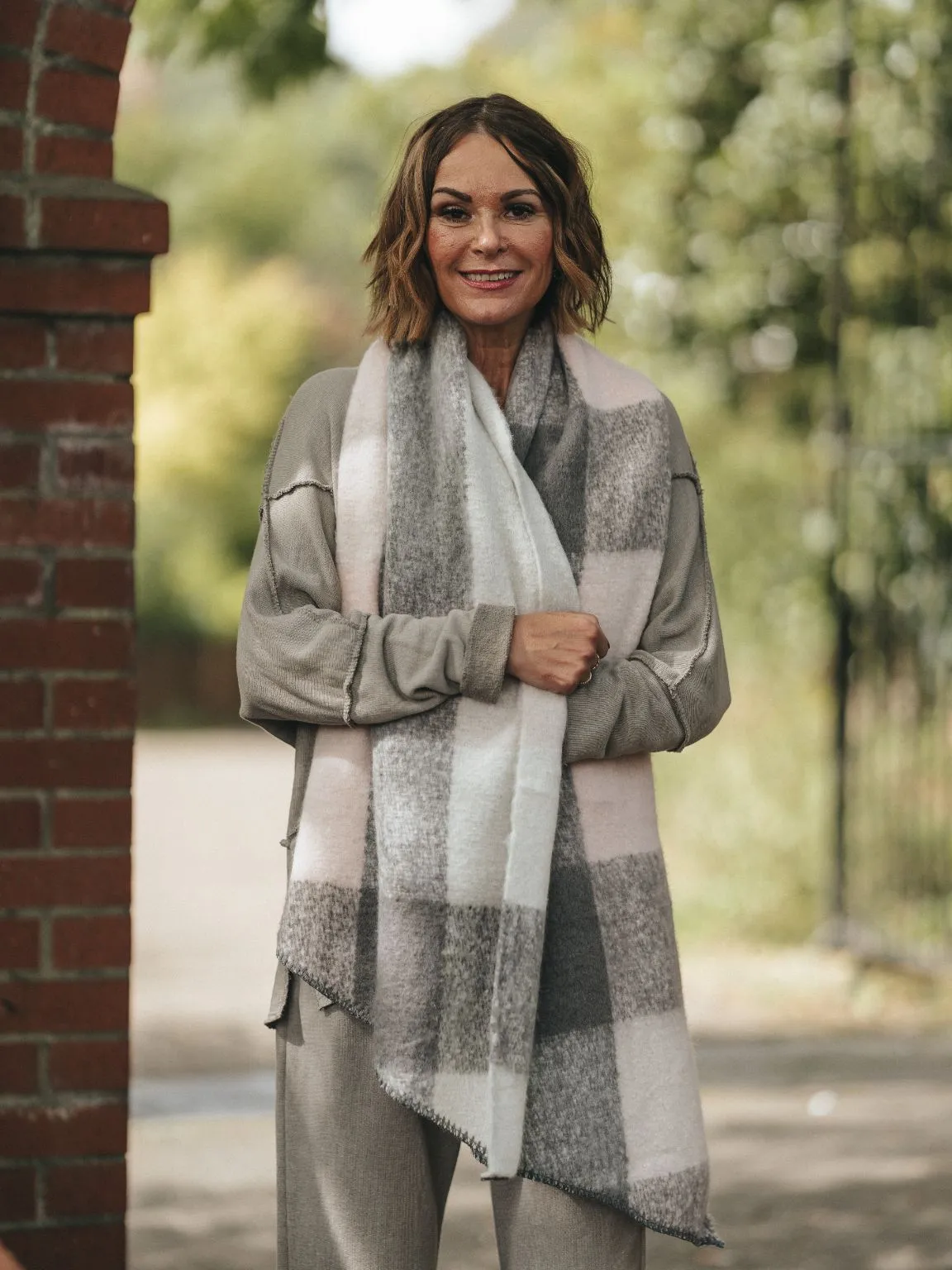 Grey Check Scarf